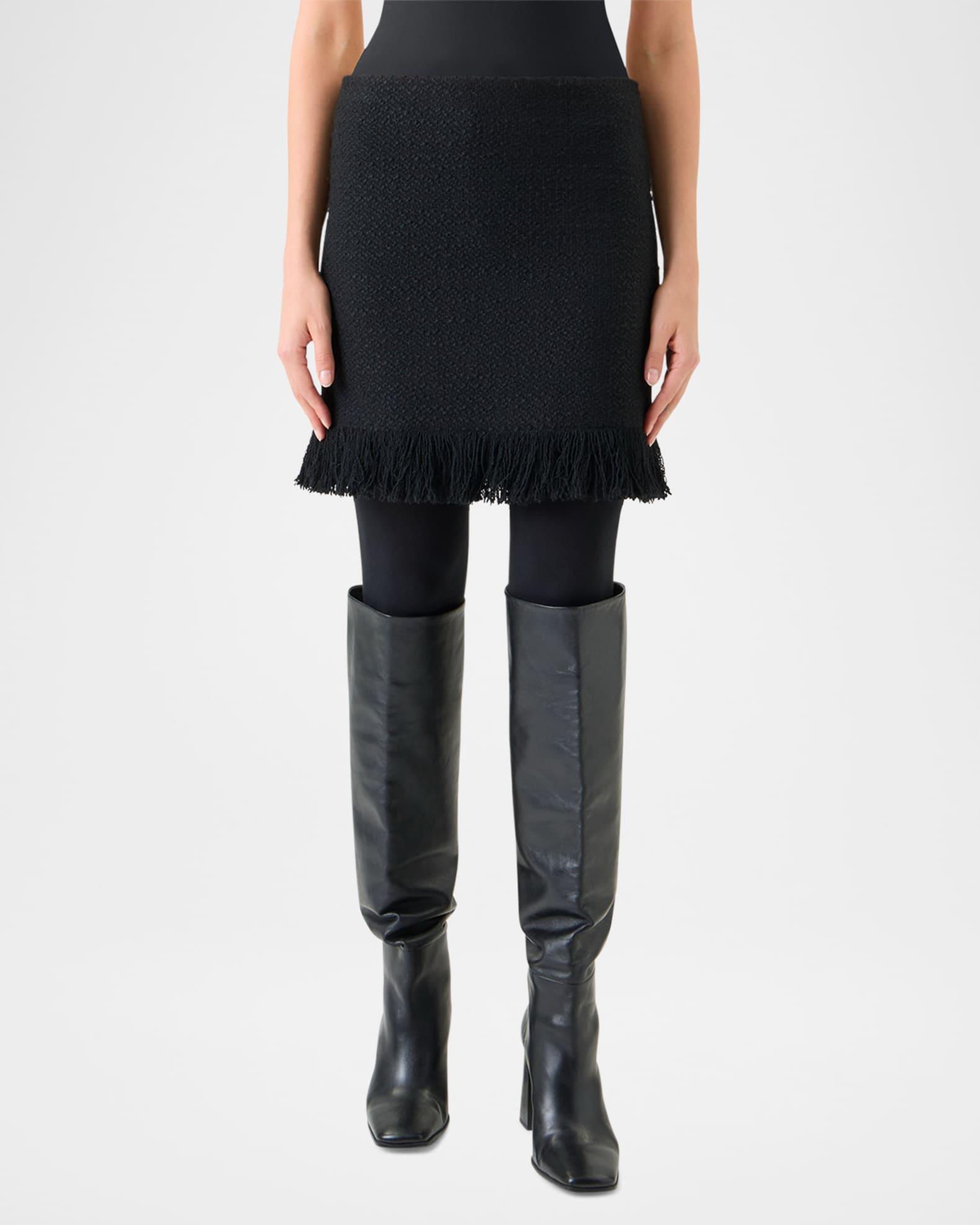 Boucle Tweed Fringed Mini Skirt Product Image