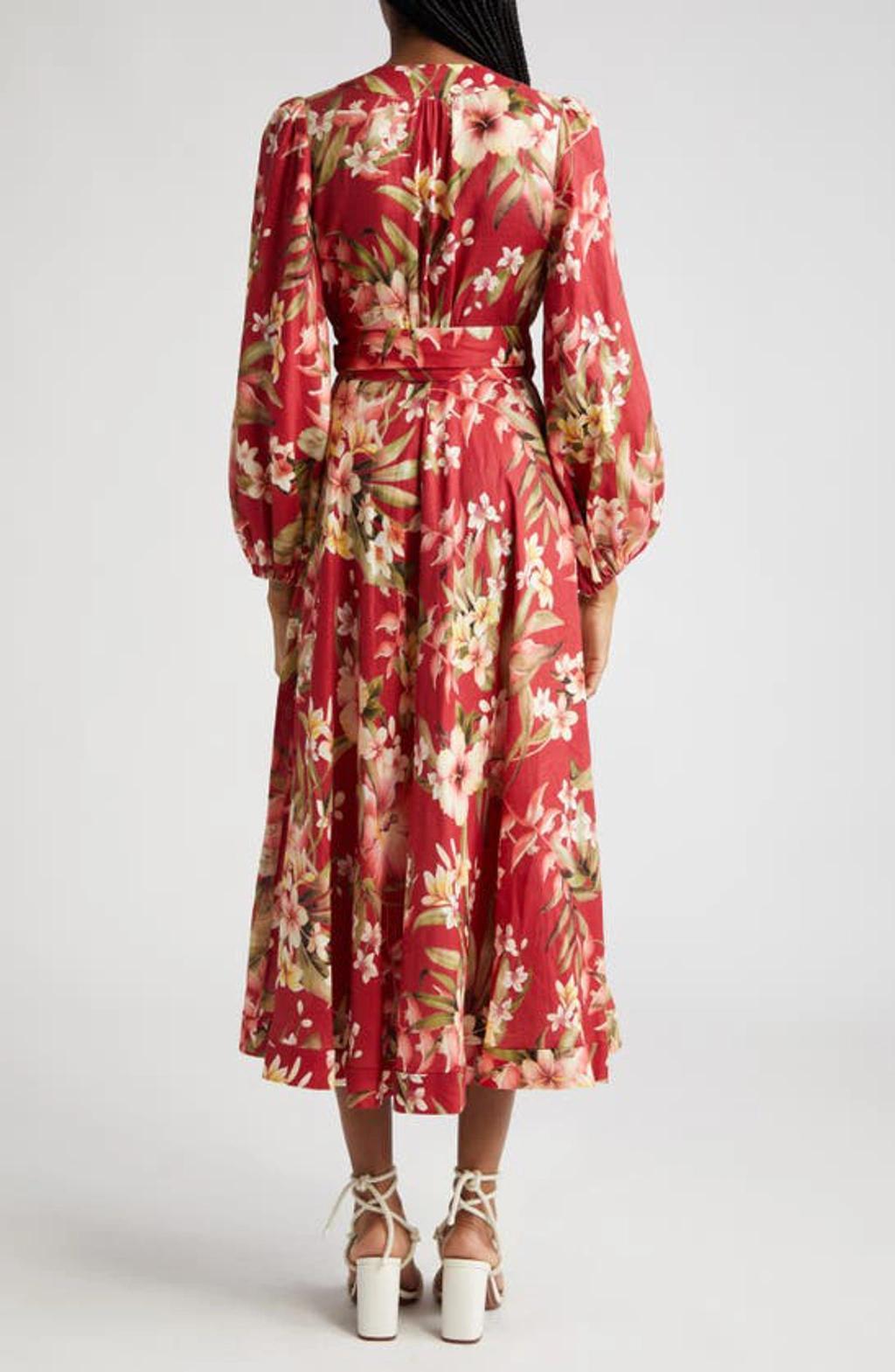 ZIMMERMANN Lexi Floral Wrap Maxi Dress In Red Product Image