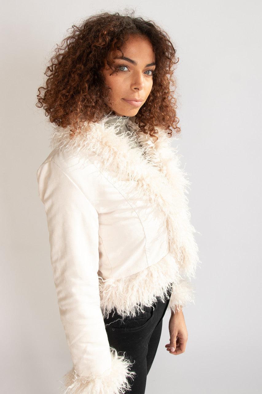 Fur Trim Suede Jacket Product Image