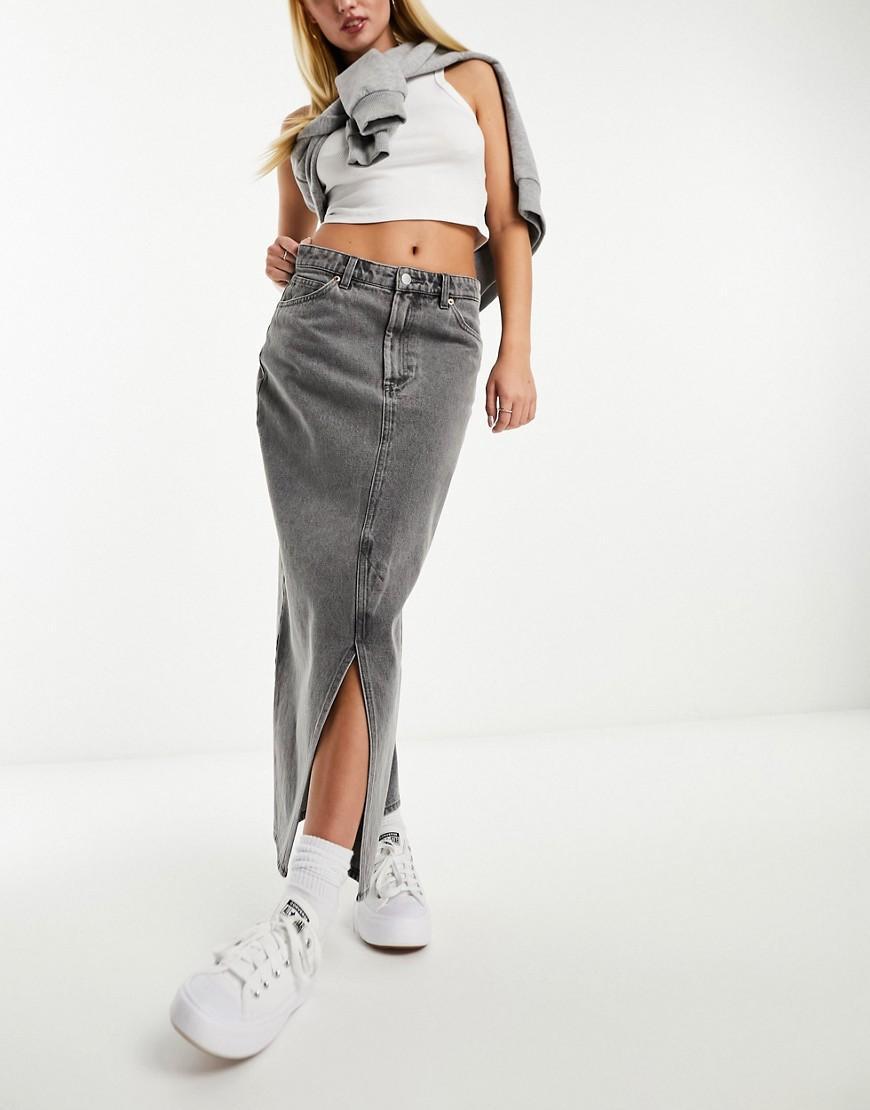 Monki midi denim skirt in gray Product Image