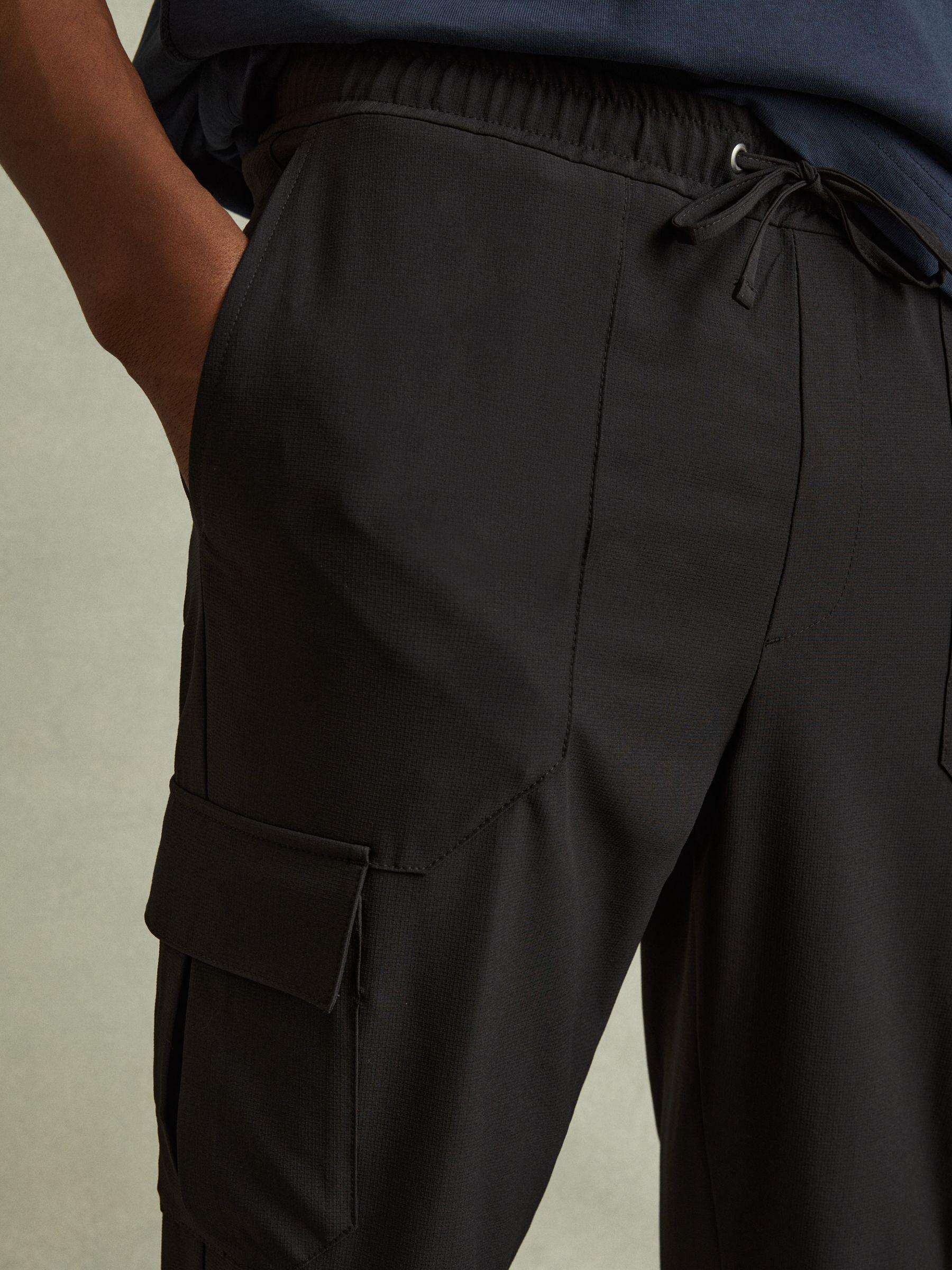 Elasticated Cargo Trousers in Black Product Image