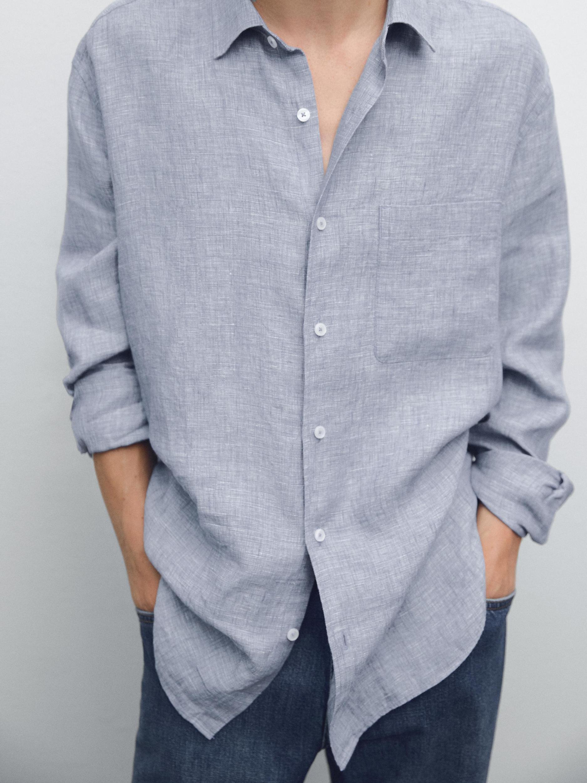 100% linen regular fit shirt Product Image