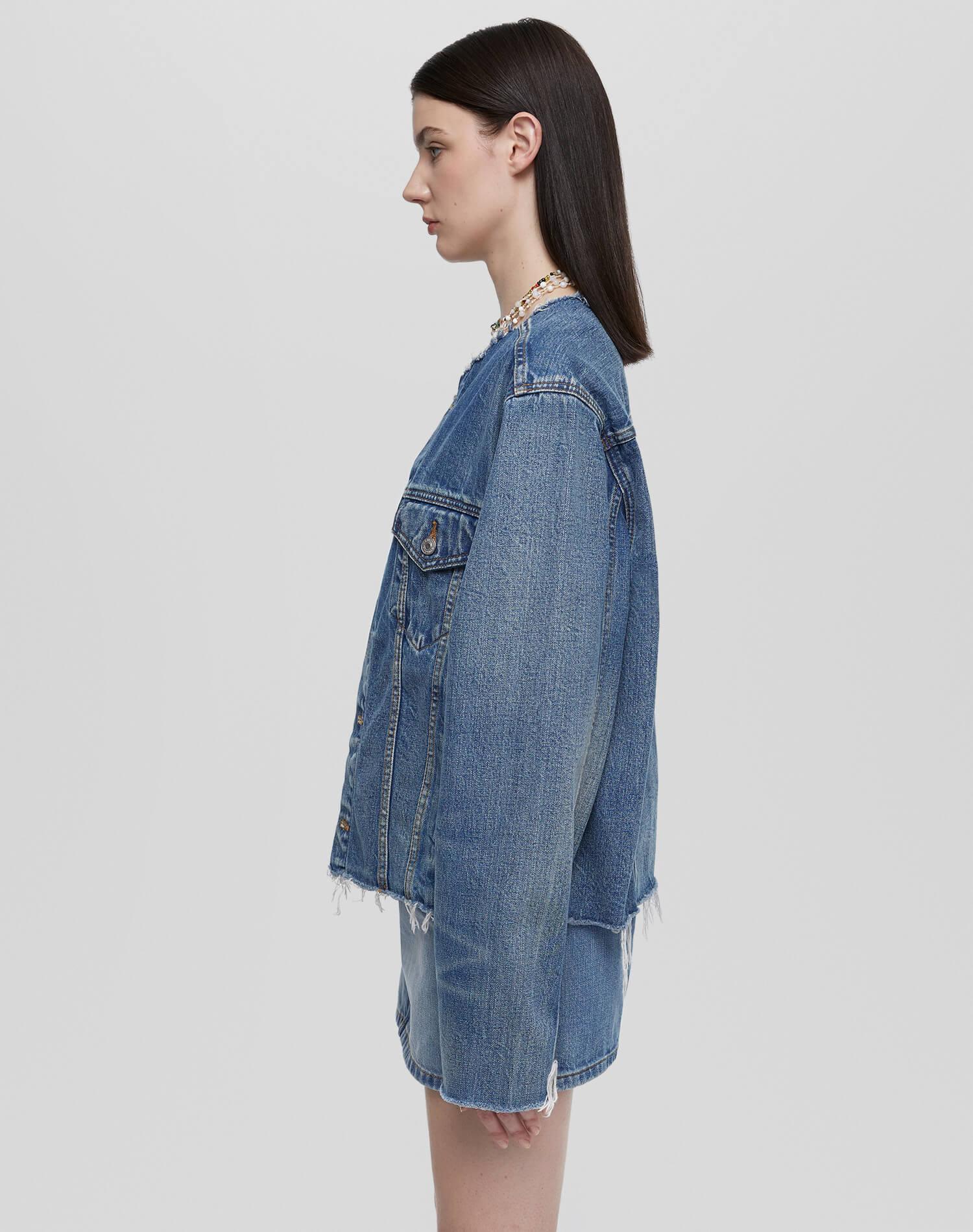 Cutoff Trucker Jacket - Mid Fade Female Product Image