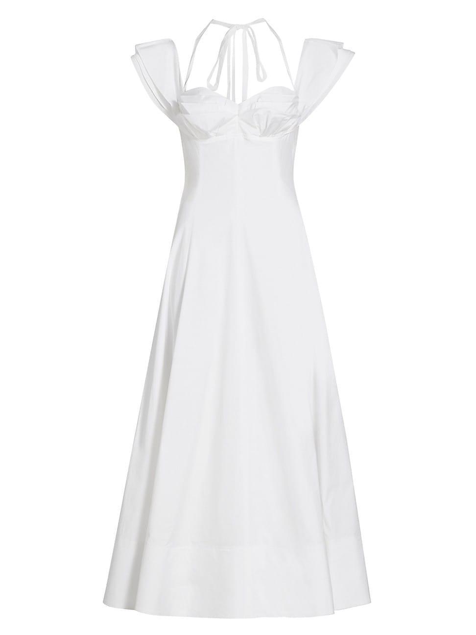 Womens Ruched Poplin Midi-Dress Product Image