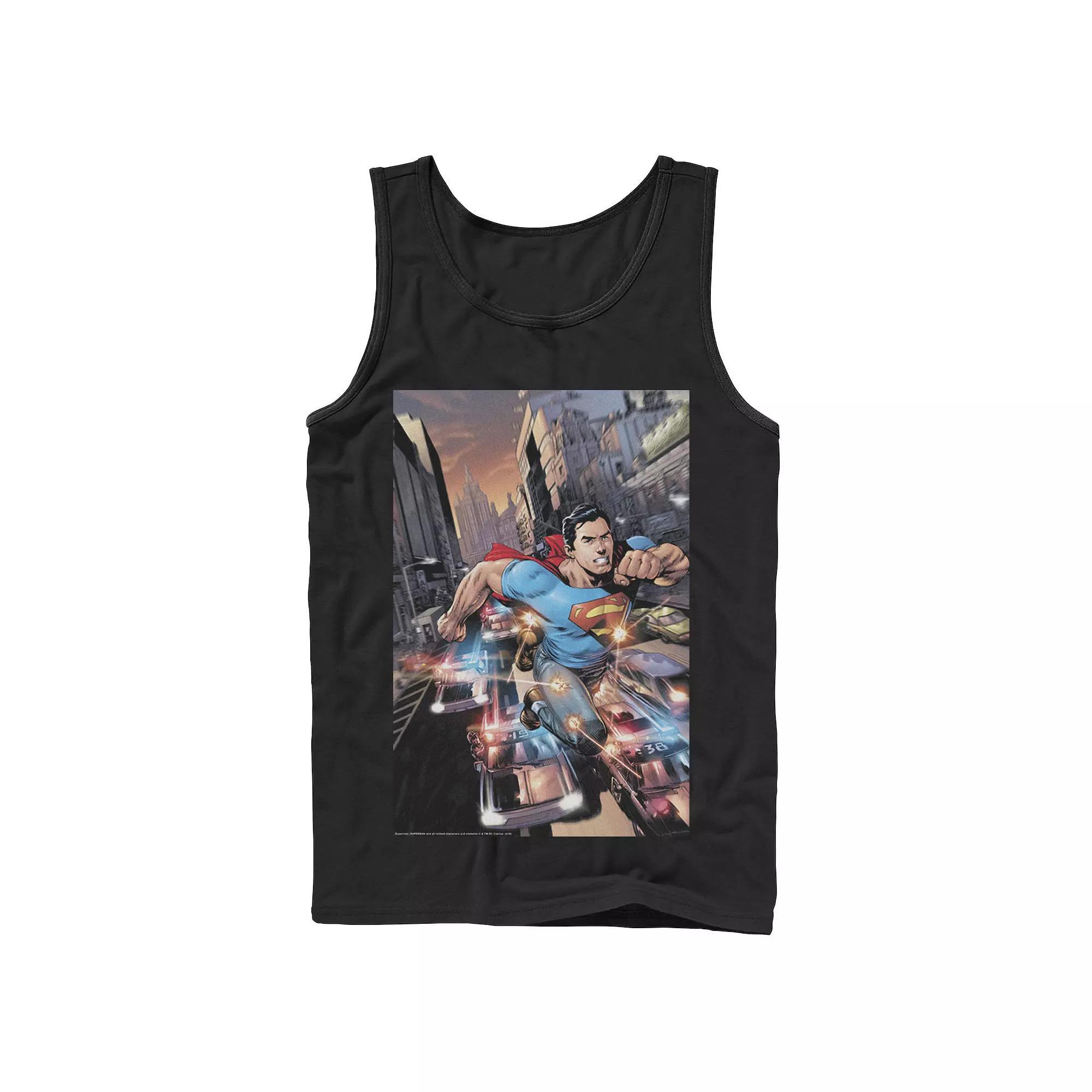 Men's DC Comics Superman Flashing Lights Poster Tank Top,  Product Image