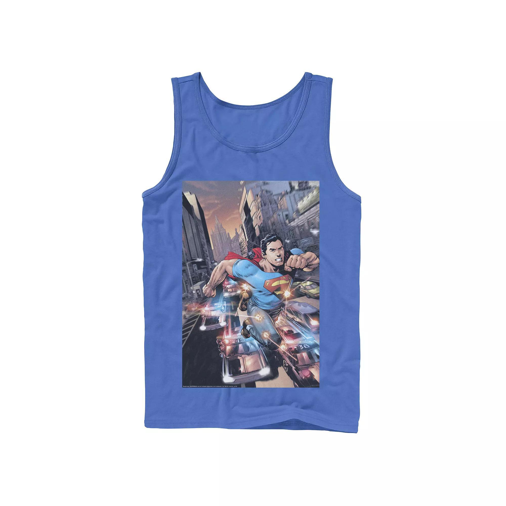 Men's DC Comics Superman Flashing Lights Poster Tank Top,  Product Image