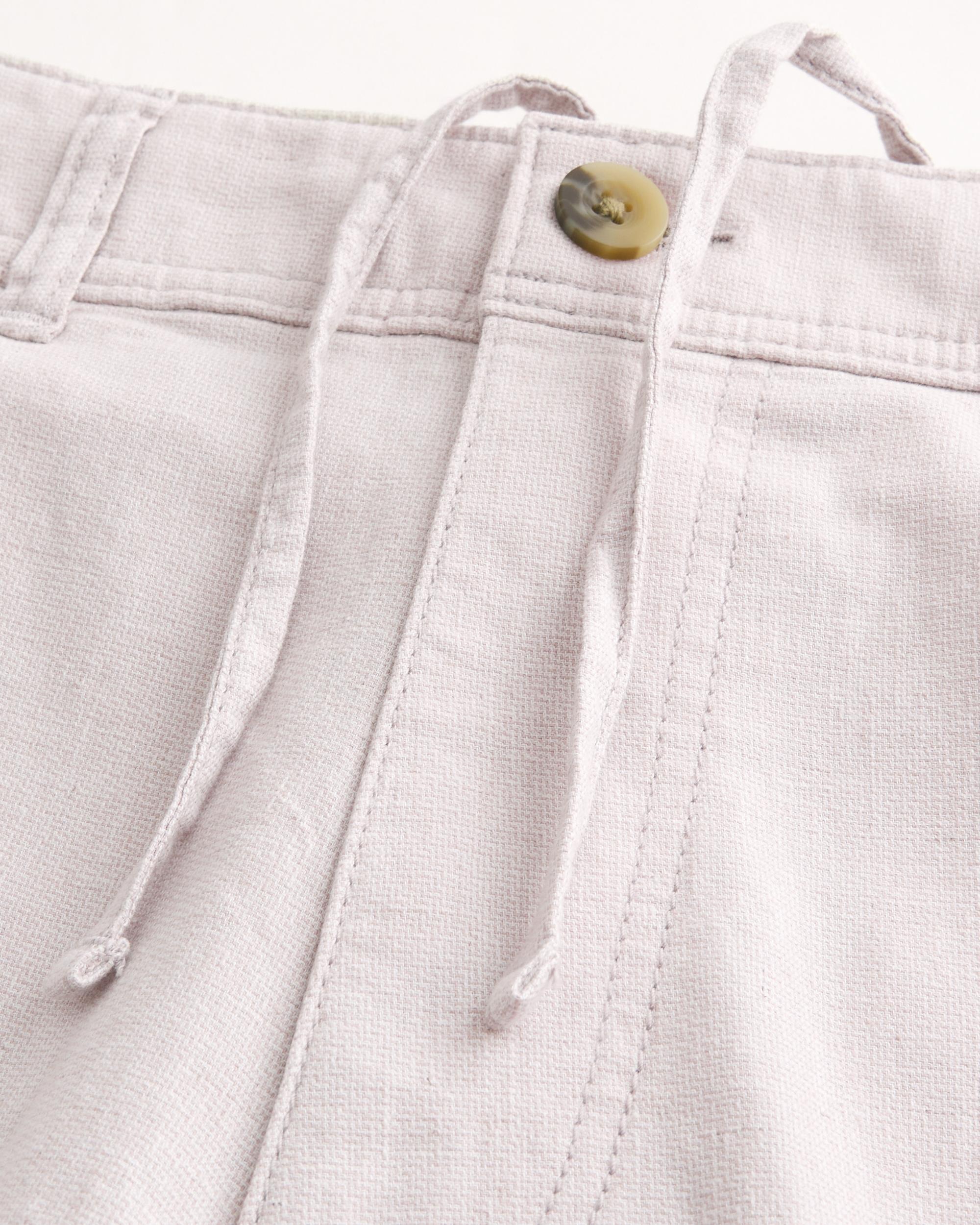 Linen-Blend Flex-Waist Baggy Pants Product Image