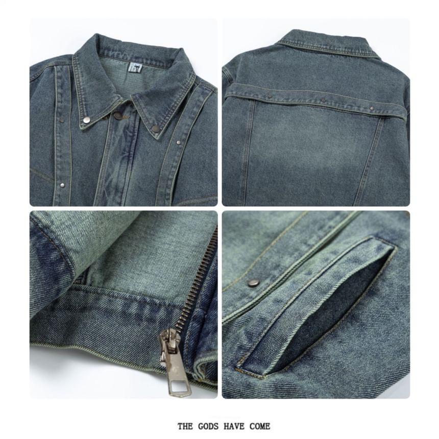 Washed Denim Zip Jacket Product Image