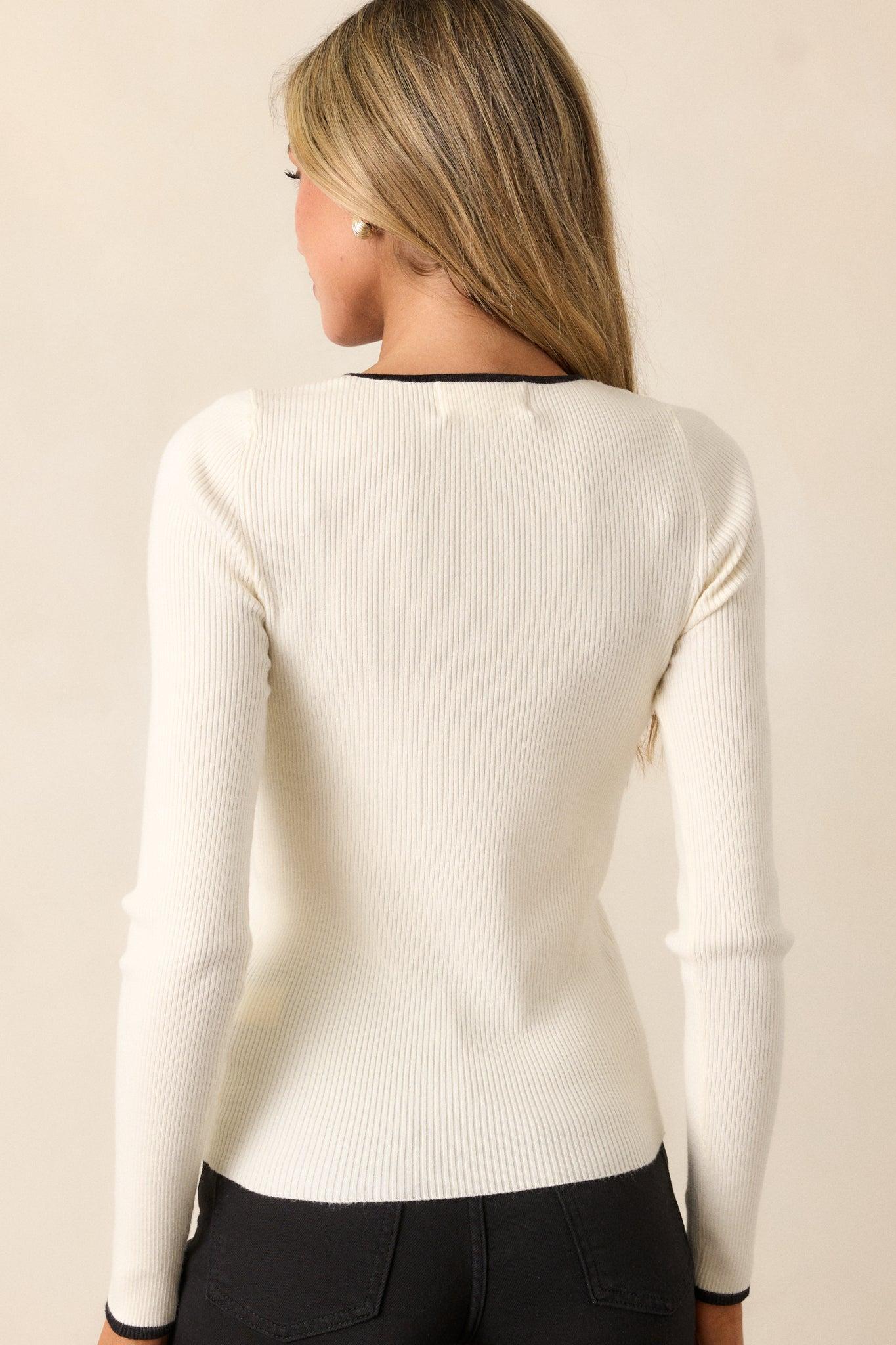 Simply You Ivory Ribbed Long Sleeve Top Product Image