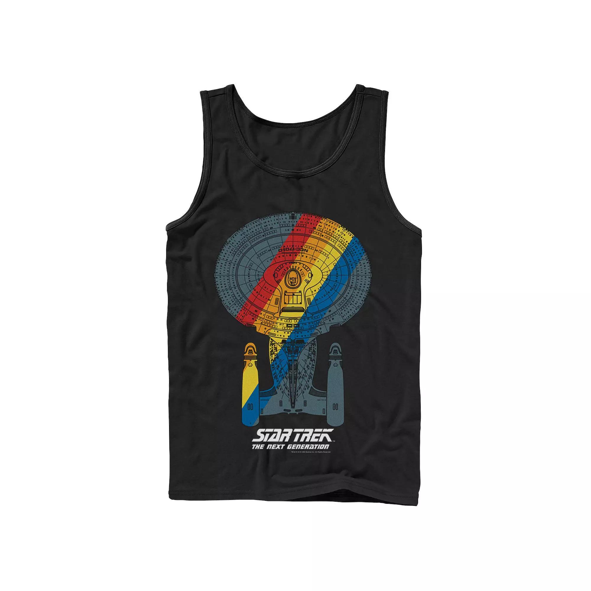 Men's Star Trek Next Generation Retro Rainbow Ship Tank Top,  Product Image