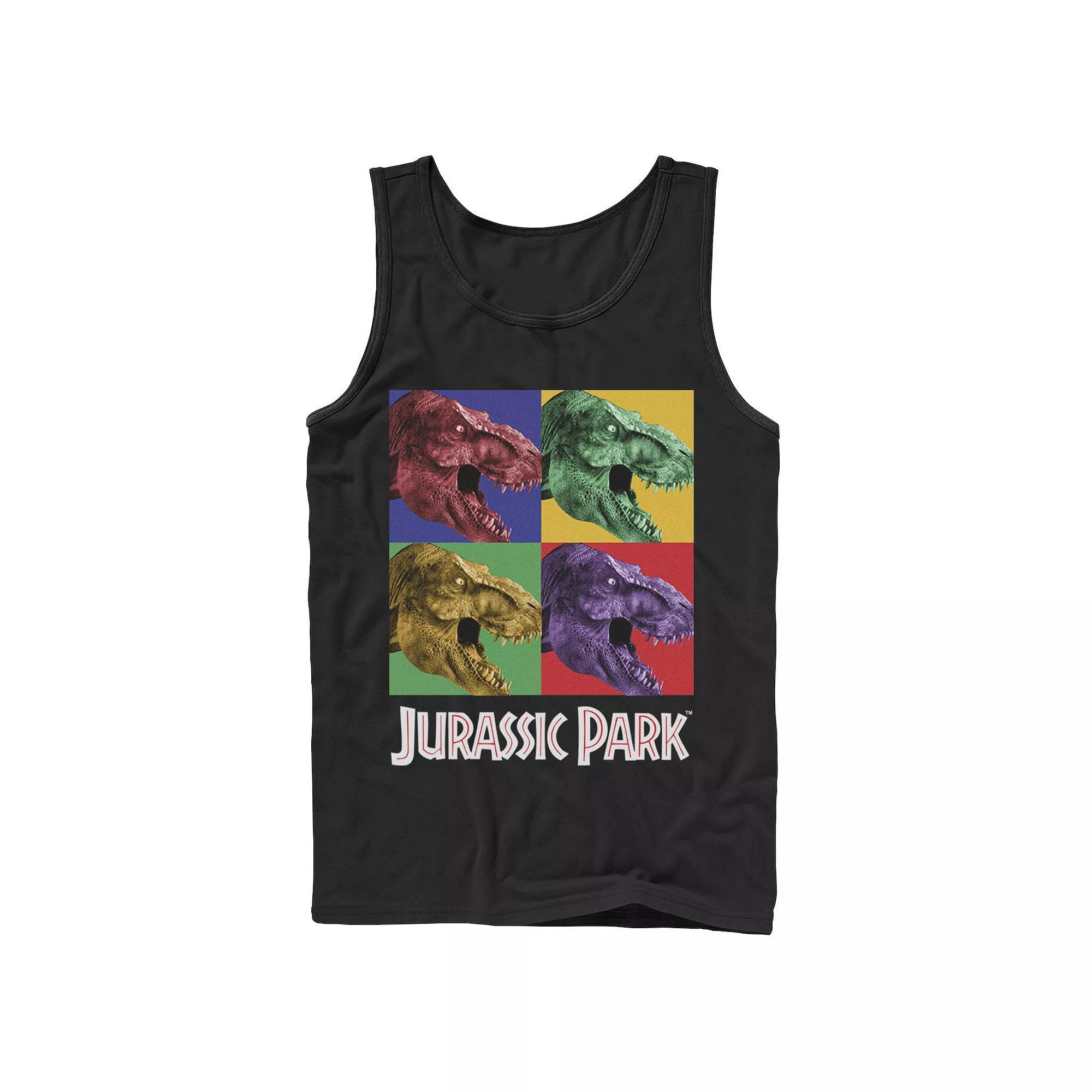 Men's Jurassic Park Four Square Dino Pop Art Style Tank Top,  Product Image