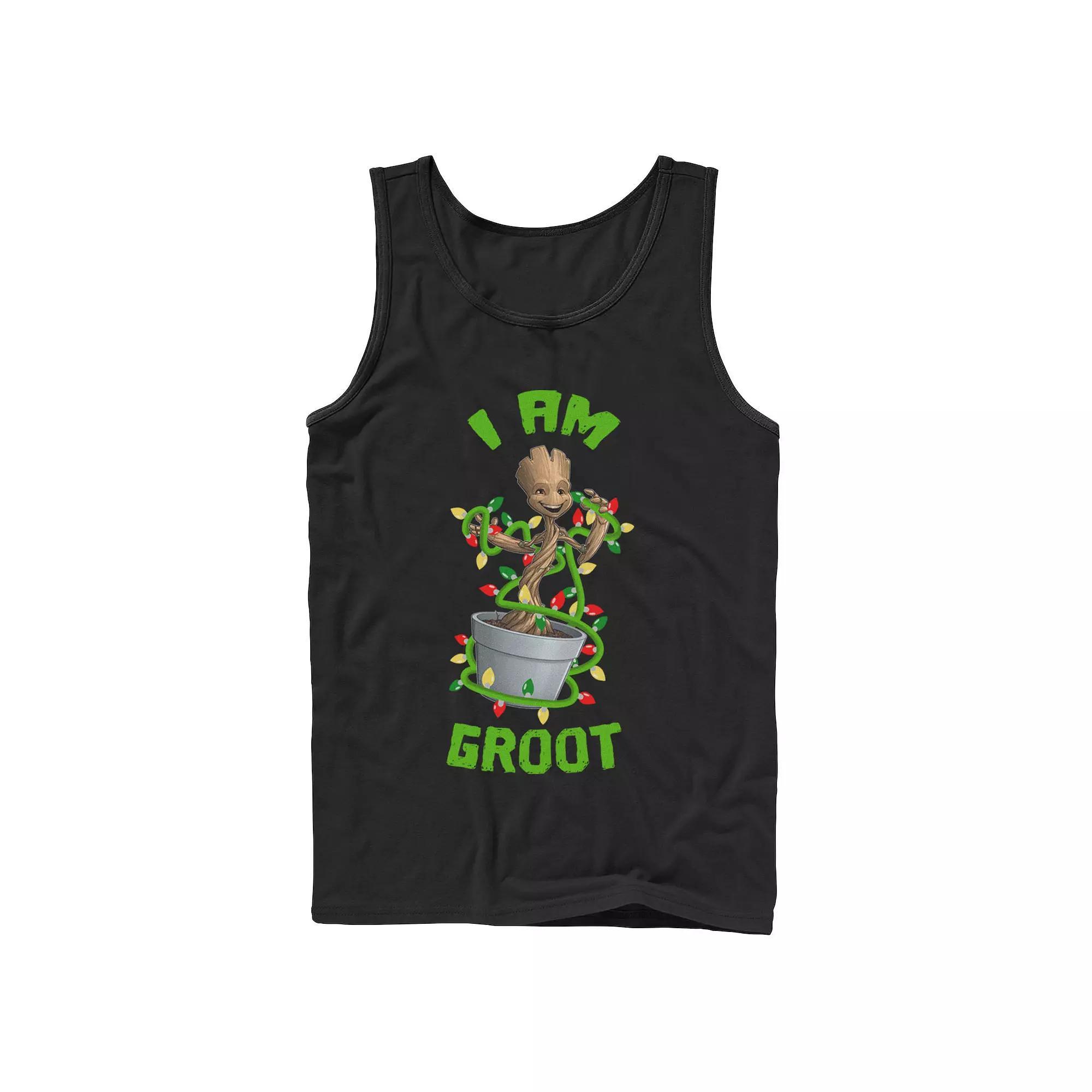 Men's Marvel Christmas I Am Groot Cartoon Tank Top, Boy's, Size: XL, Black Product Image