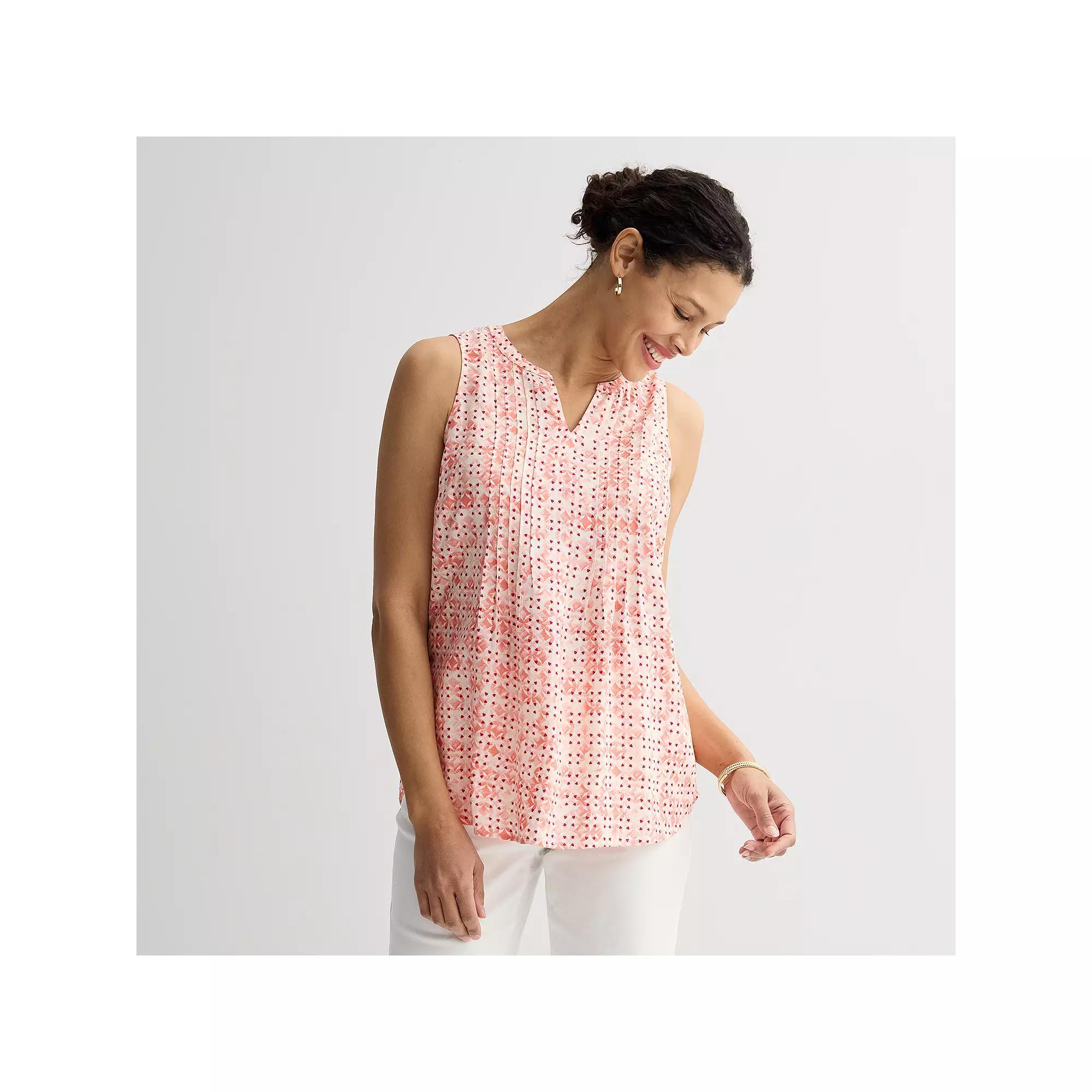 Women's Croft & Barrow® Pintuck Sleeveless Shell Top, Size: Small, Deep Pink Geo Product Image