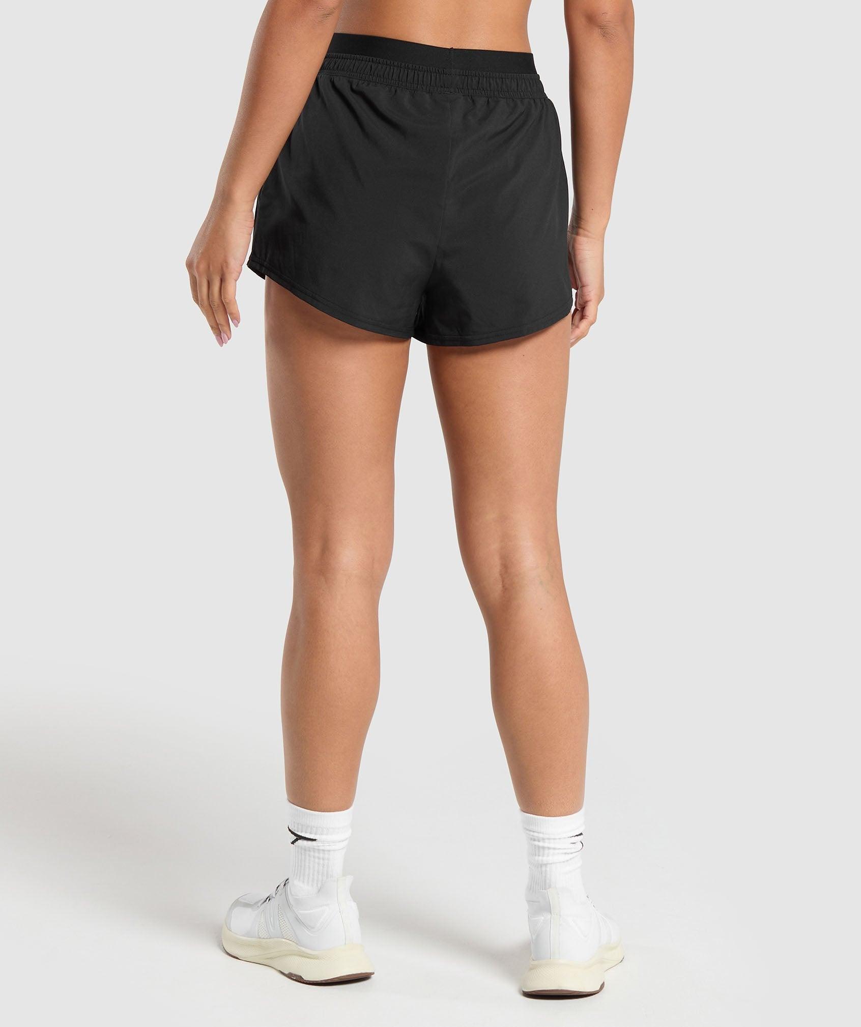 Gymshark Double Waistband Shorts - Black/Black Female Product Image