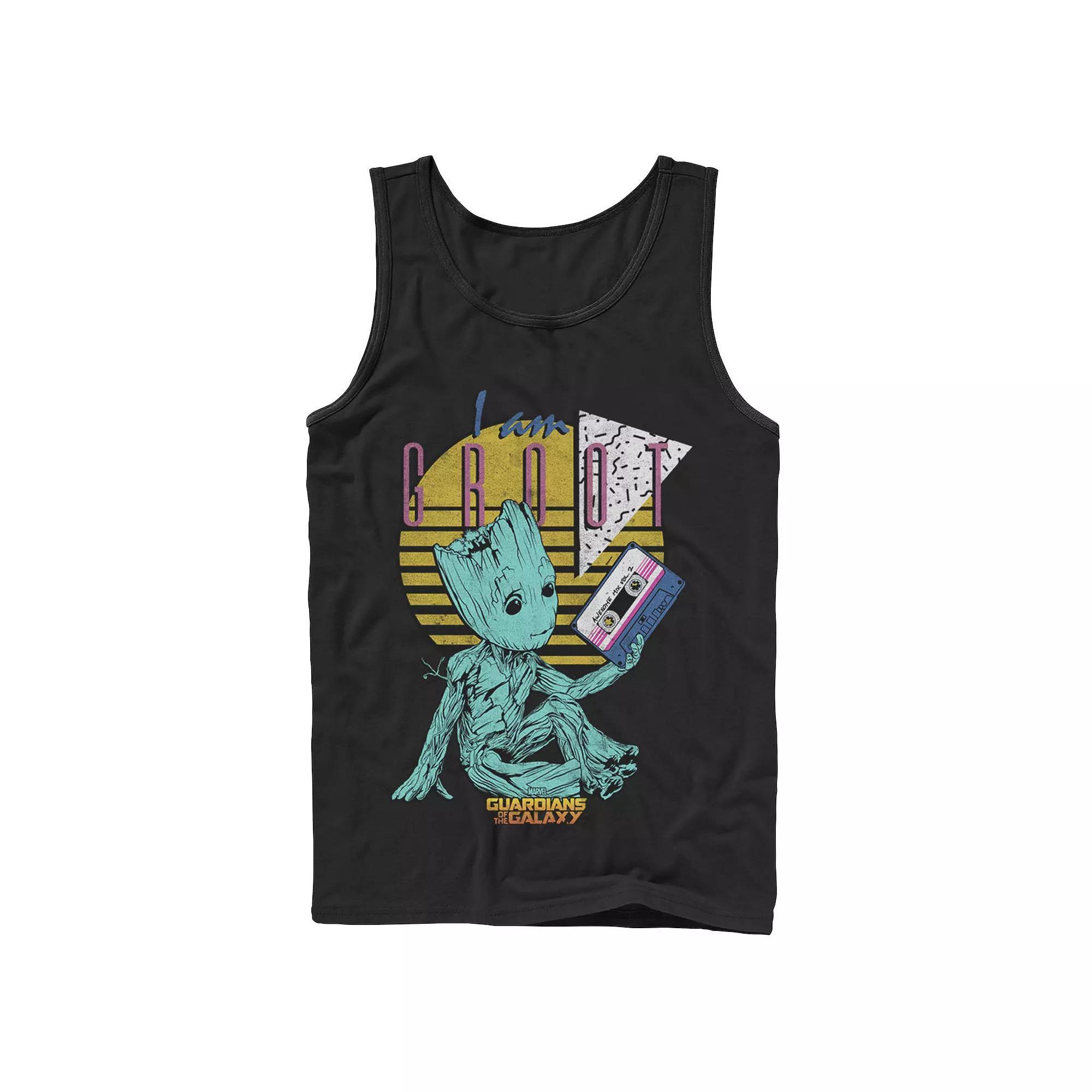 Men's Marvel Guardians Vol. 2 Baby Groot Retro 90's Tape Tank Top,  Product Image