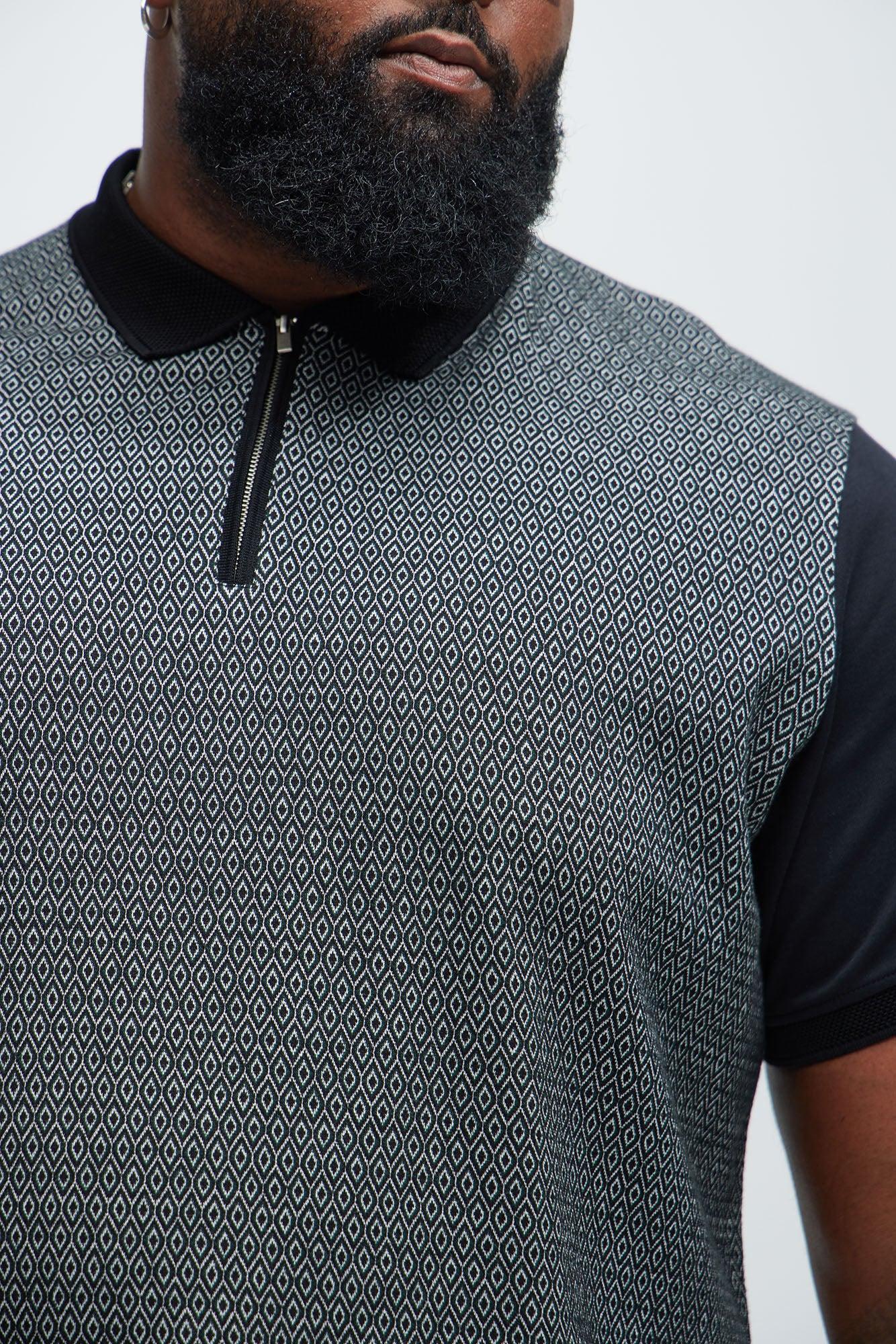 Quarter Zip Short Sleeve Polo - Black Product Image