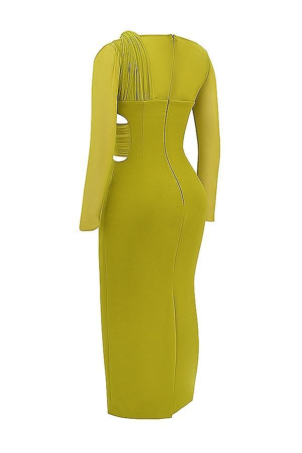 Zahra  chartreuse plunge maxi dress Product Image