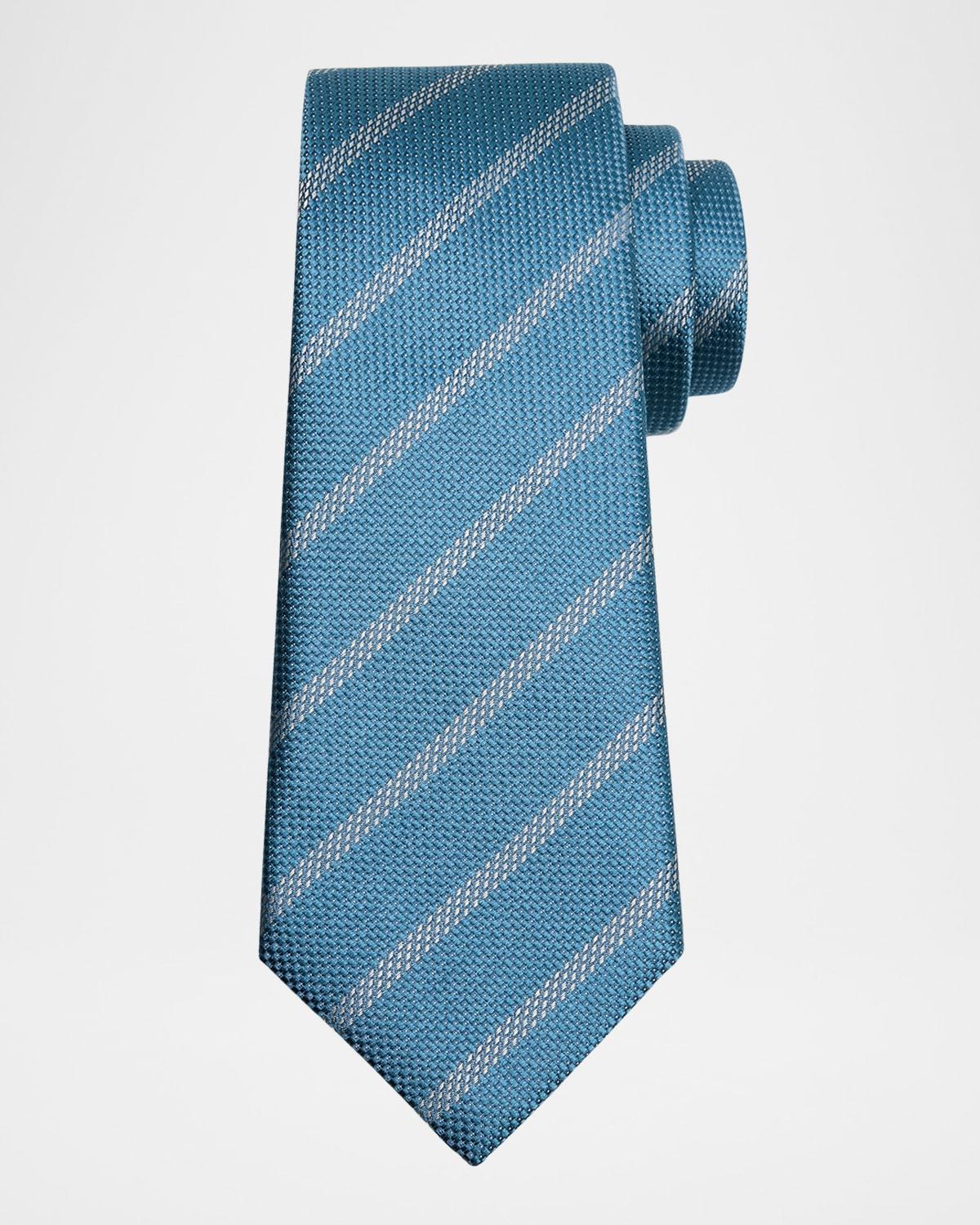 Mens Diagonal Stripe Silk Tie Product Image