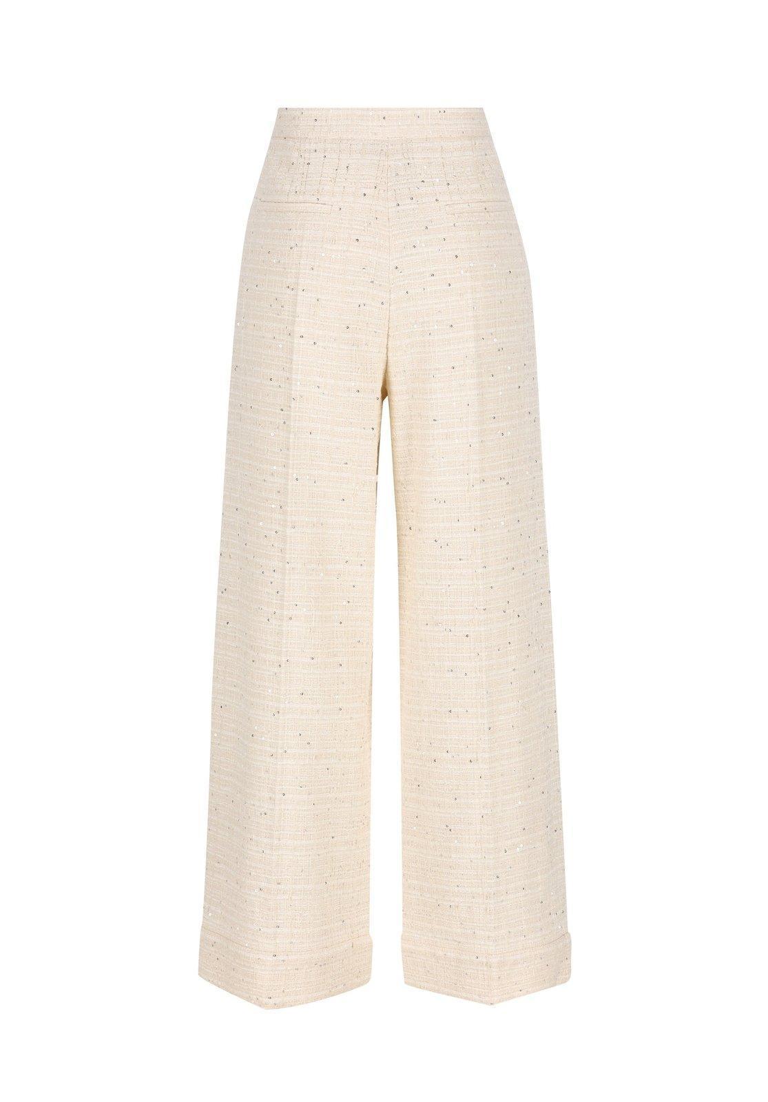 Straight Hem Wide Leg Trousers In Beige Product Image