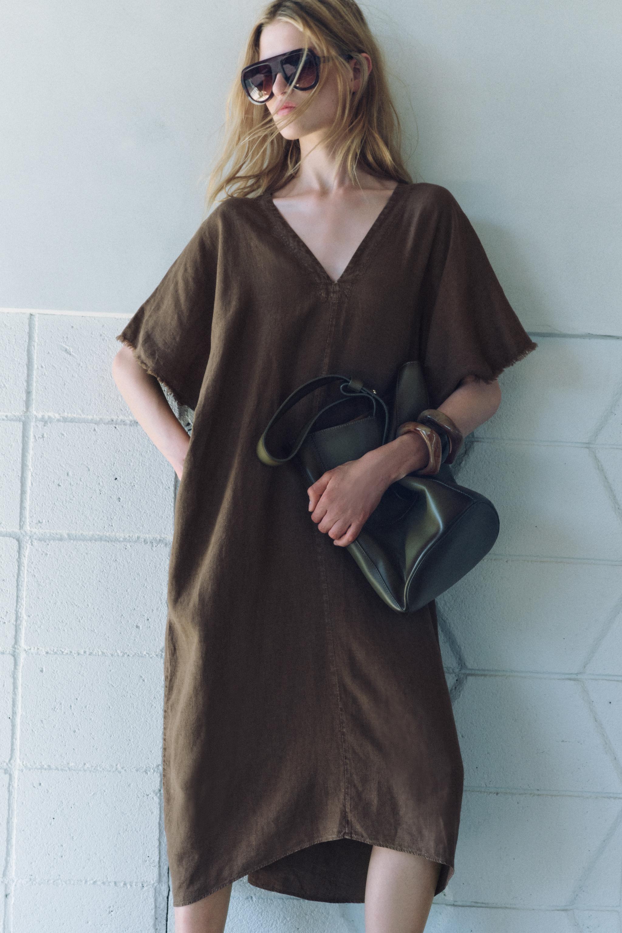 LINEN BLEND TUNIC DRESS ZW COLLECTION Product Image