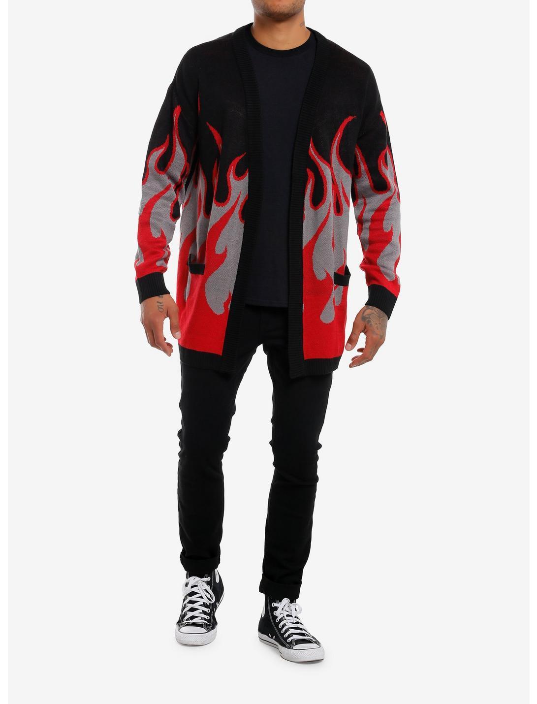 Social Collision Red & Grey Flame Cardigan Product Image