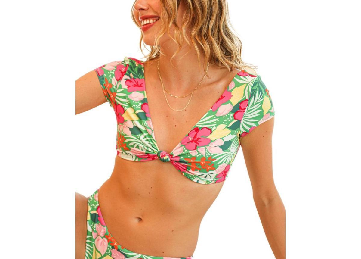 Dippin' Daisy's Women's Vision Cropped Bikini Top in Blue/Green - Product Image