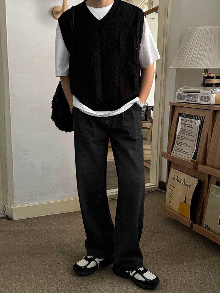 RT No. 12412 PLEATED DENIM STRAIGHT JEANS Product Image