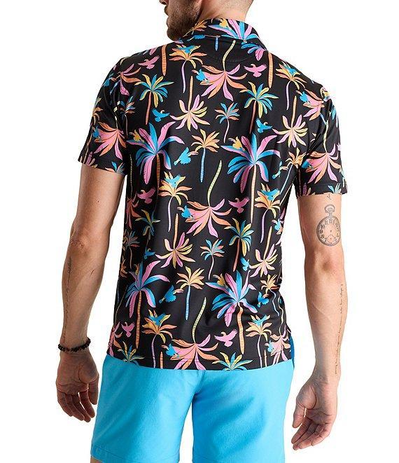 Chubbies Black Light Palm Tree Print Short Sleeve Performance Polo Shirt Product Image