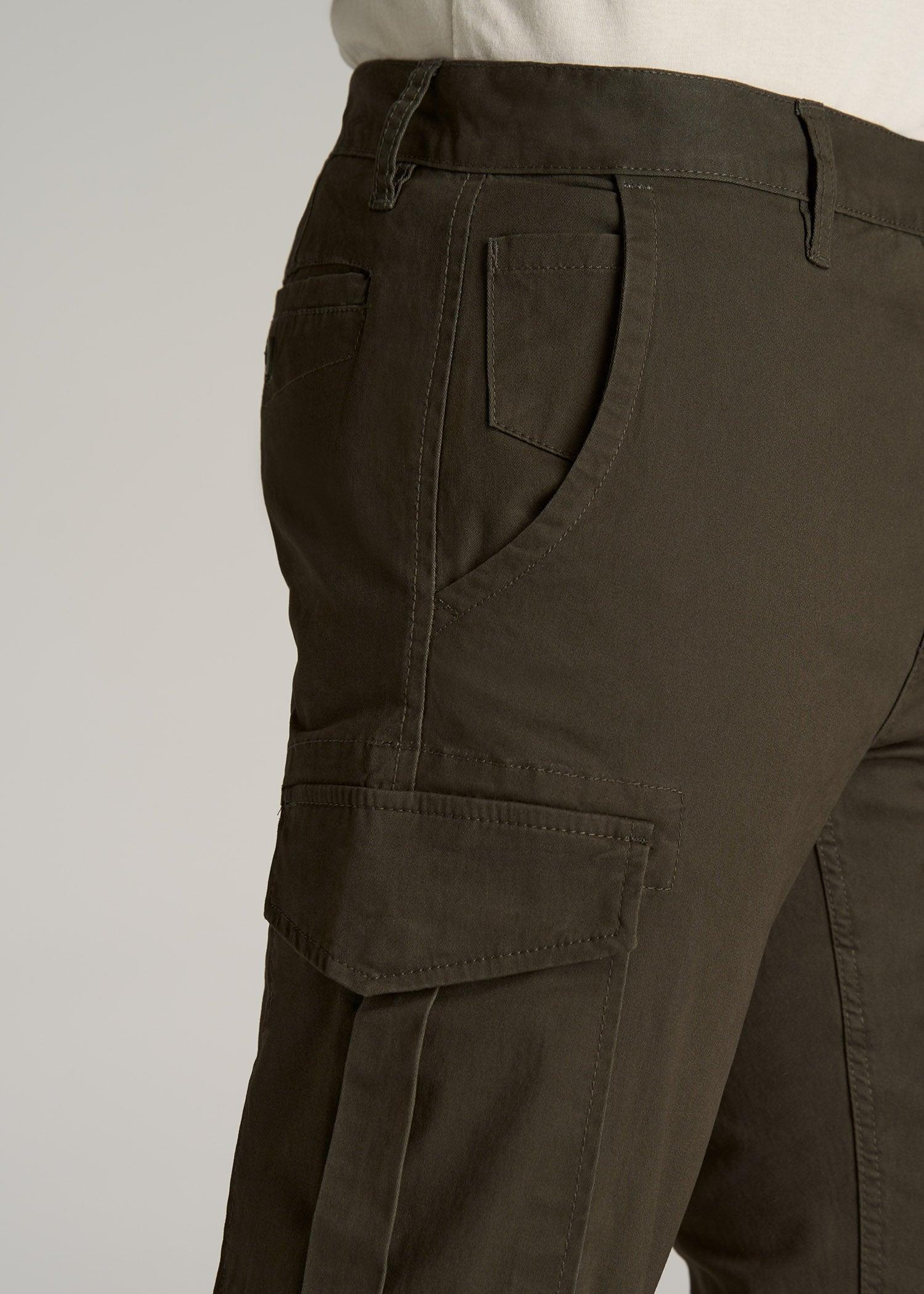 Stretch Twill SLIM-FIT Cargo Pants for Tall Men in Camo Green Product Image