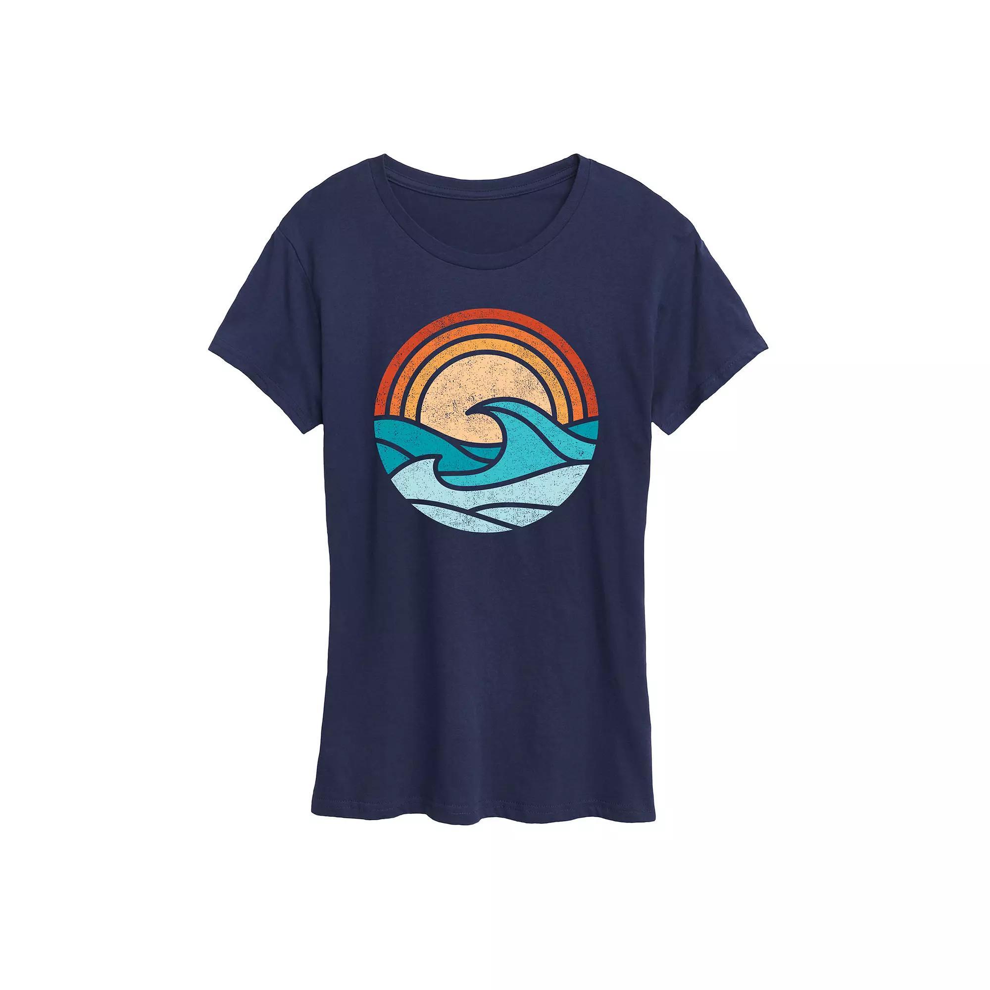 Women's Wave Scene Graphic Tee, Size: XL, Blue Product Image