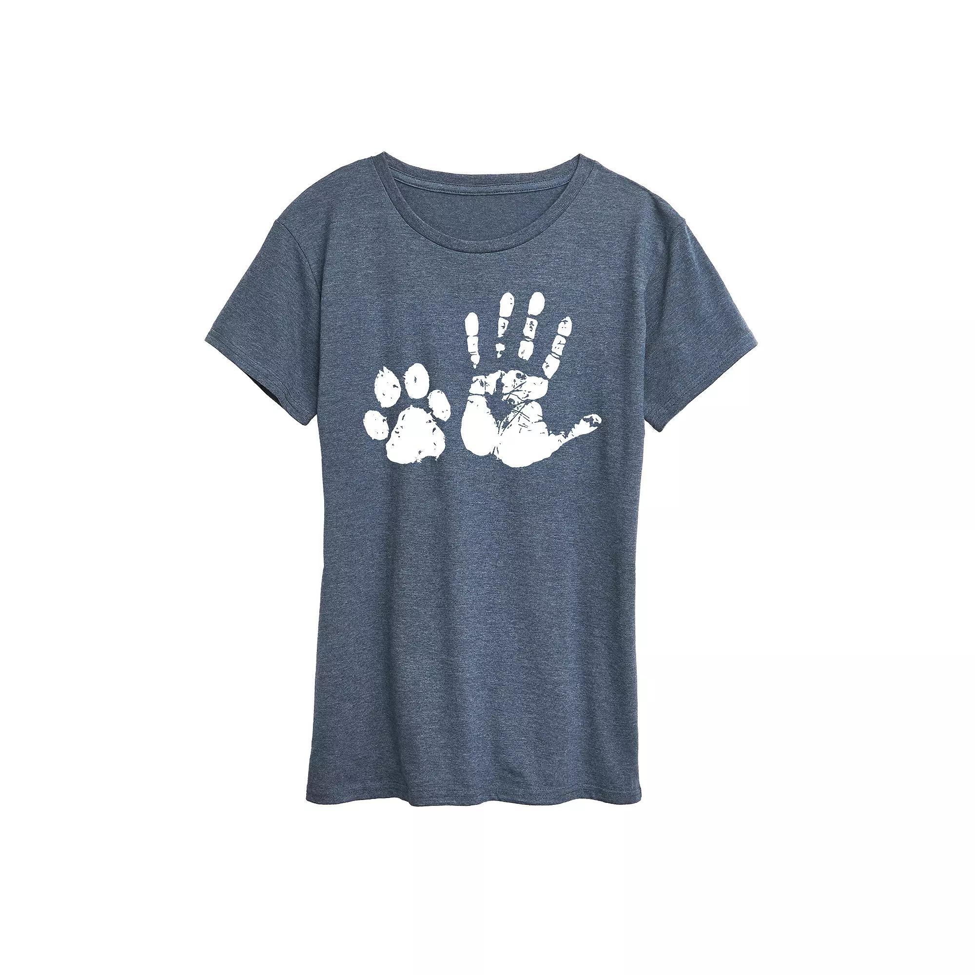 Women's Hand And Paw Print Graphic Tee, Girl's,  Product Image