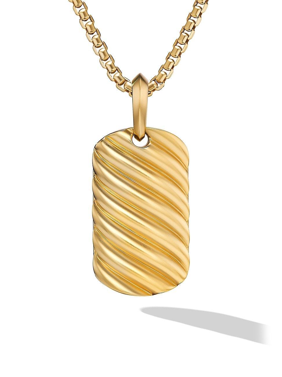 Mens Sculpted Cable Tag in 18K Yellow Gold, 27MM Product Image