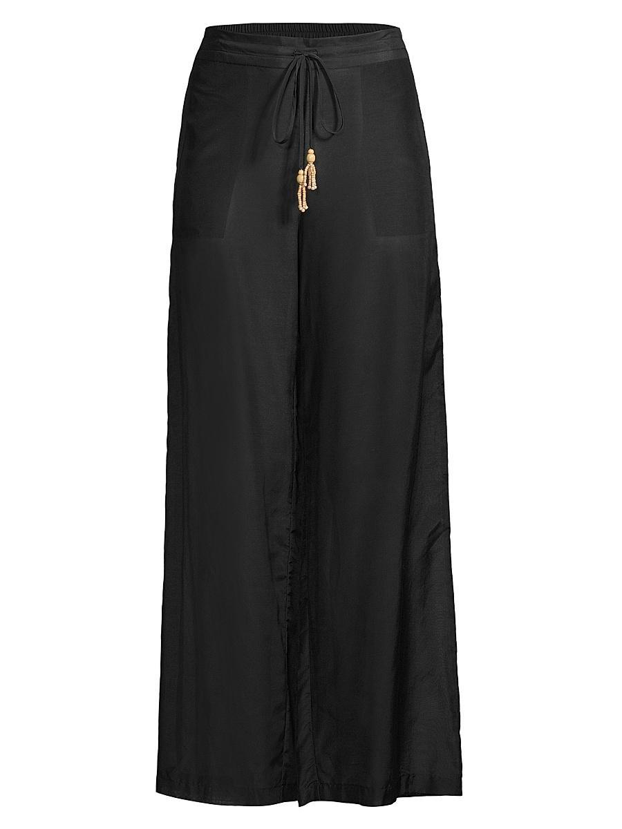 Womens Cotton Silk Voile Wide-Leg Pants Product Image