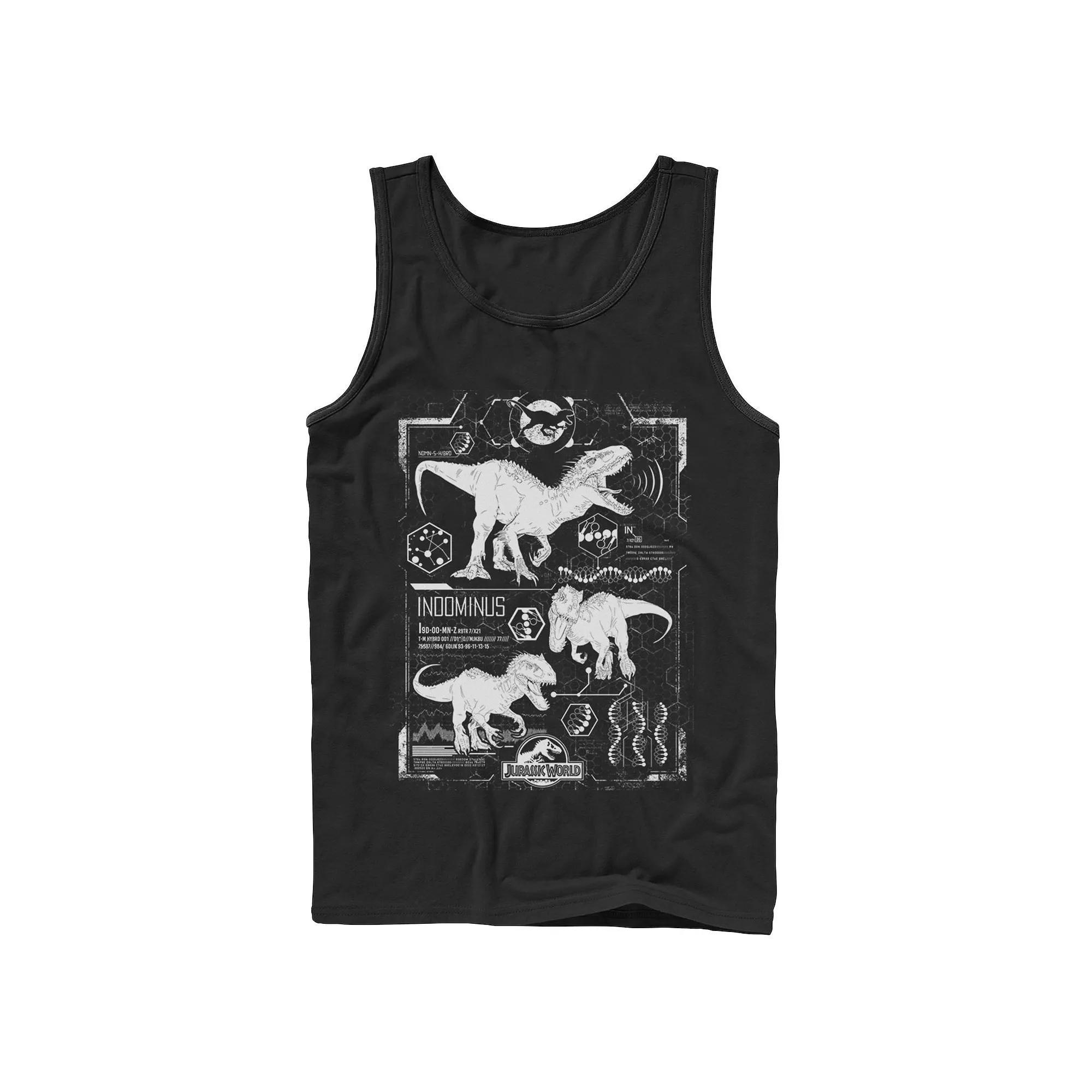 Men's Jurassic World Indominus Rex Green Schematic Tank Top,  Product Image