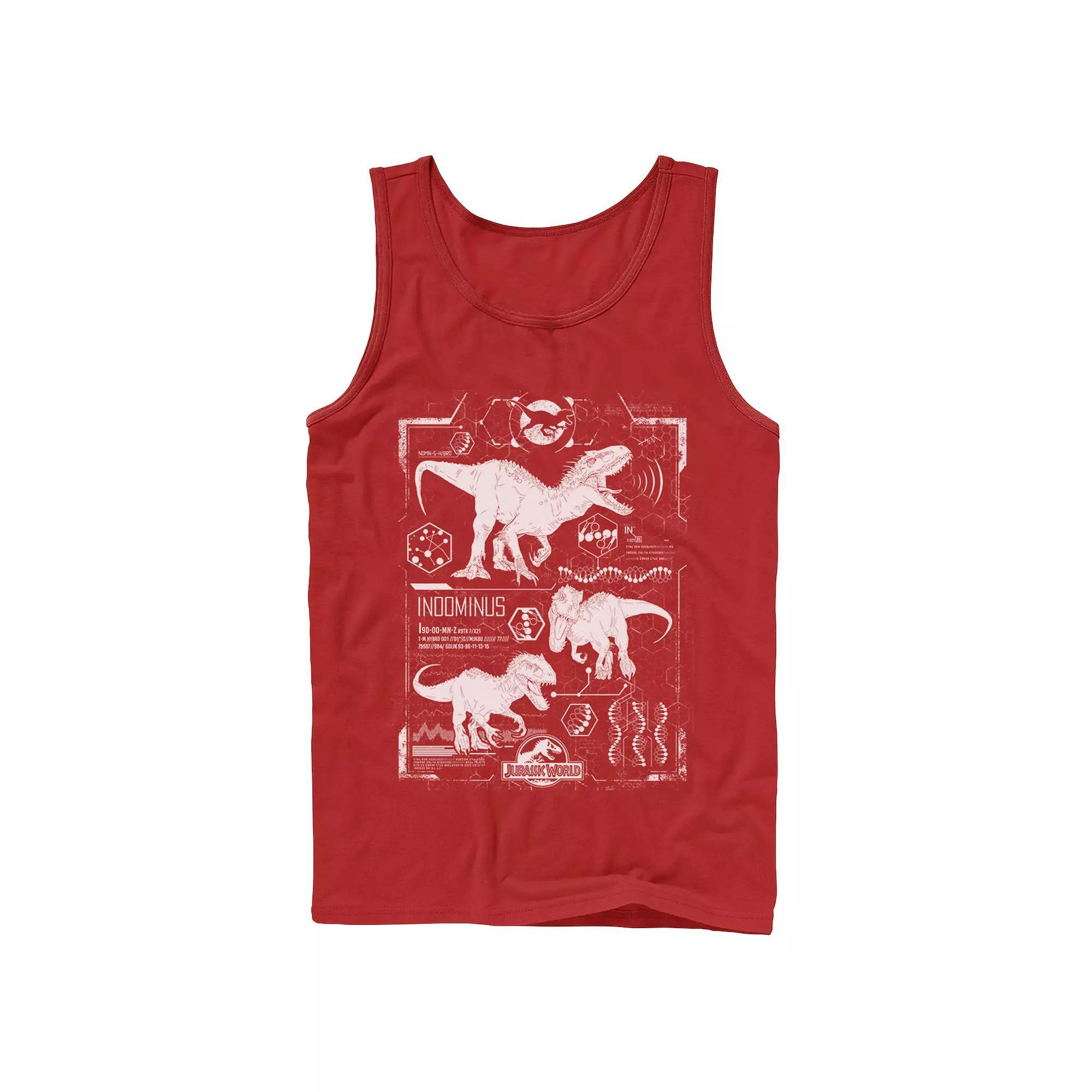 Men's Jurassic World Indominus Rex Green Schematic Tank Top,  Product Image