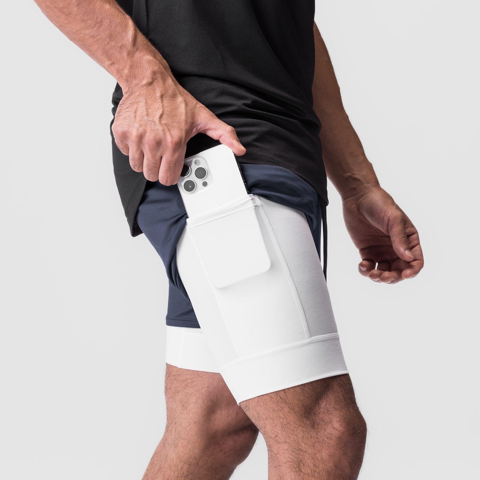 0828. AeroSilver® 5" Liner Short - Navy "Wings"/White Male Product Image