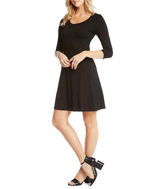 Karen Kane Scoop Neck 3/4 Sleeve Fit and Flare Knit Dress Product Image