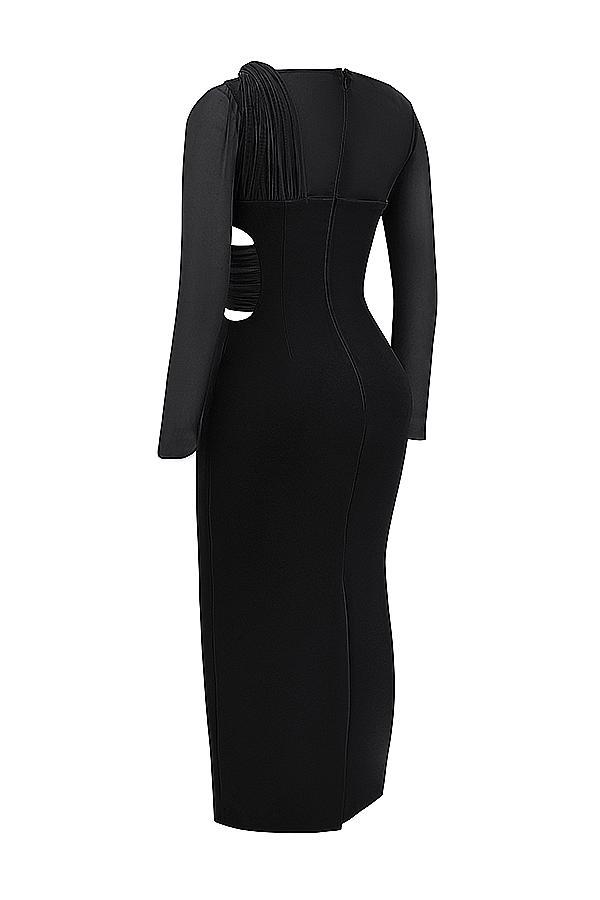 Zahra Black Plunge Maxi Dress Product Image