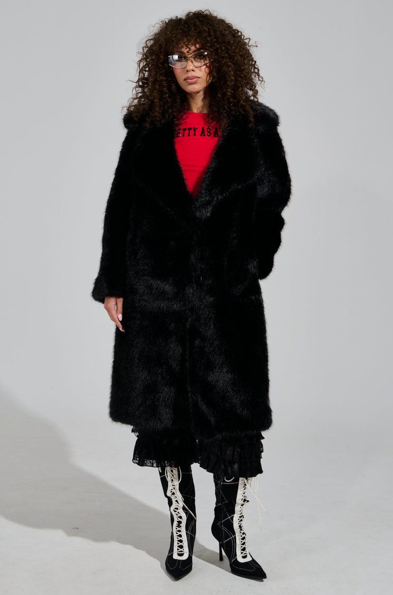 LENOX FAUX FUR TRENCH IN BLACK Product Image