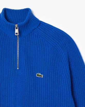 Men's Zip-Up High-Neck Wool Sweater Product Image