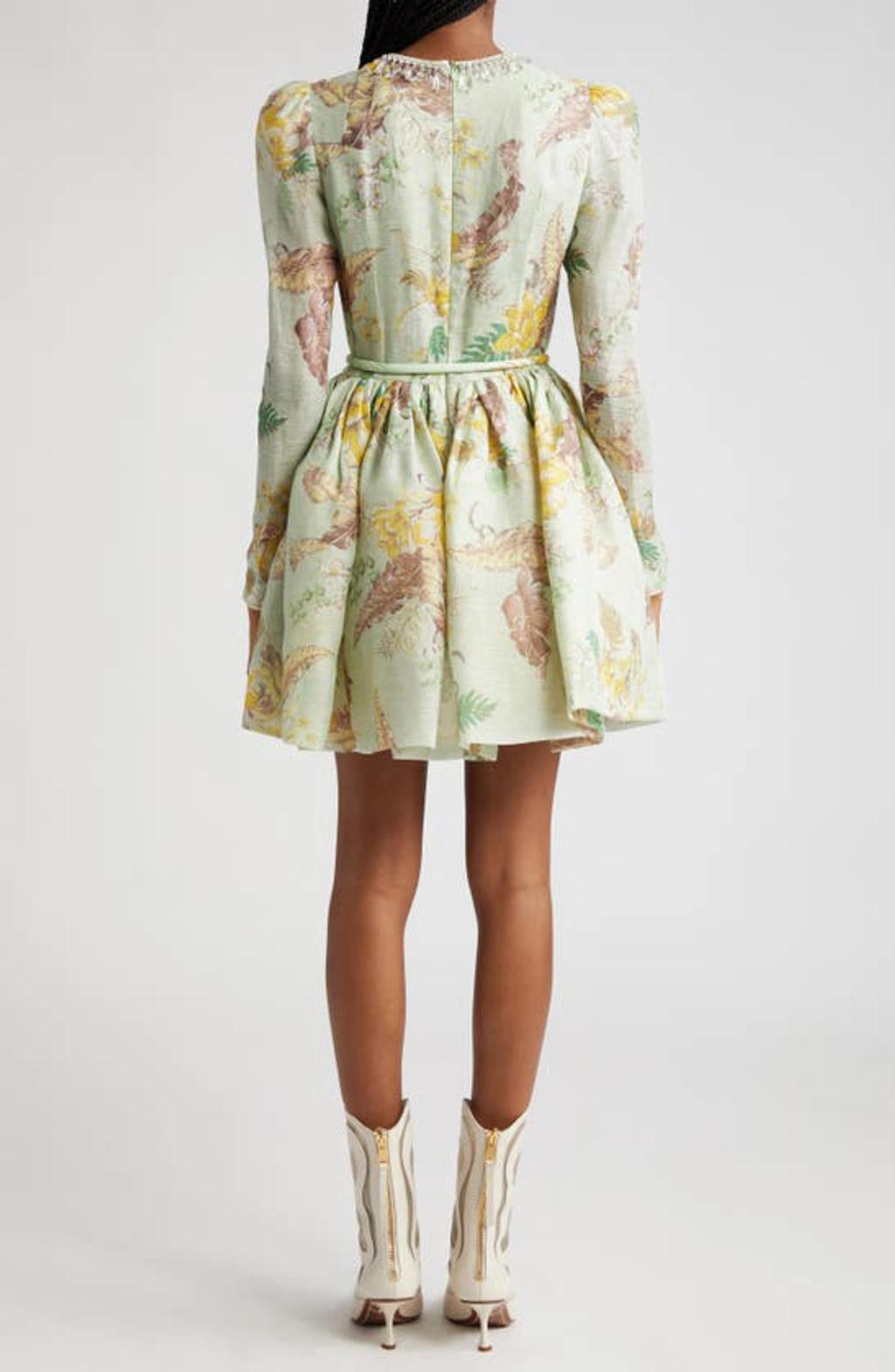 ZIMMERMANN Matchmaker Linen-silk Tulip Mini Dress In Green Product Image