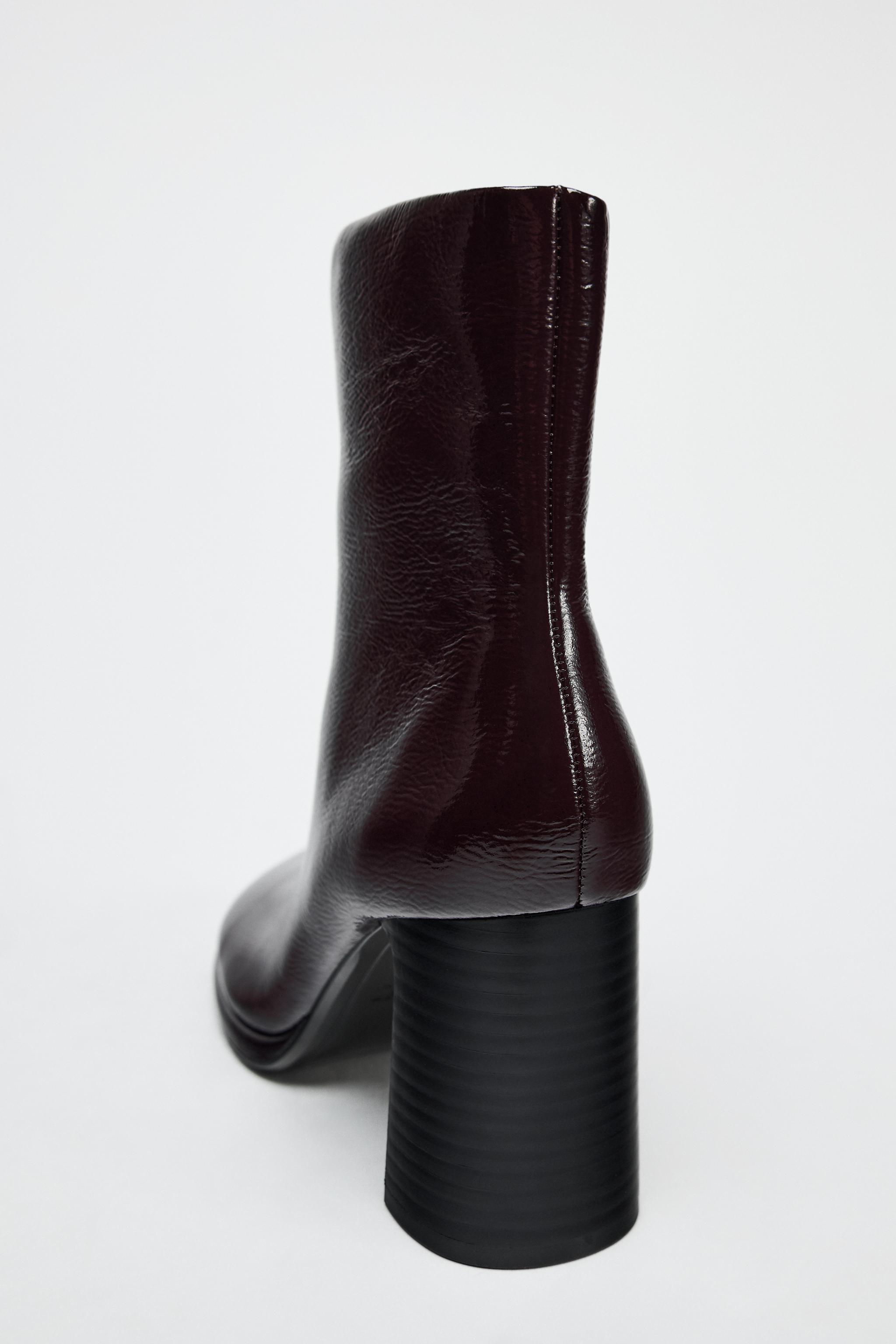 FAUX PATENT LEATHER HEELED ANKLE BOOTS Product Image