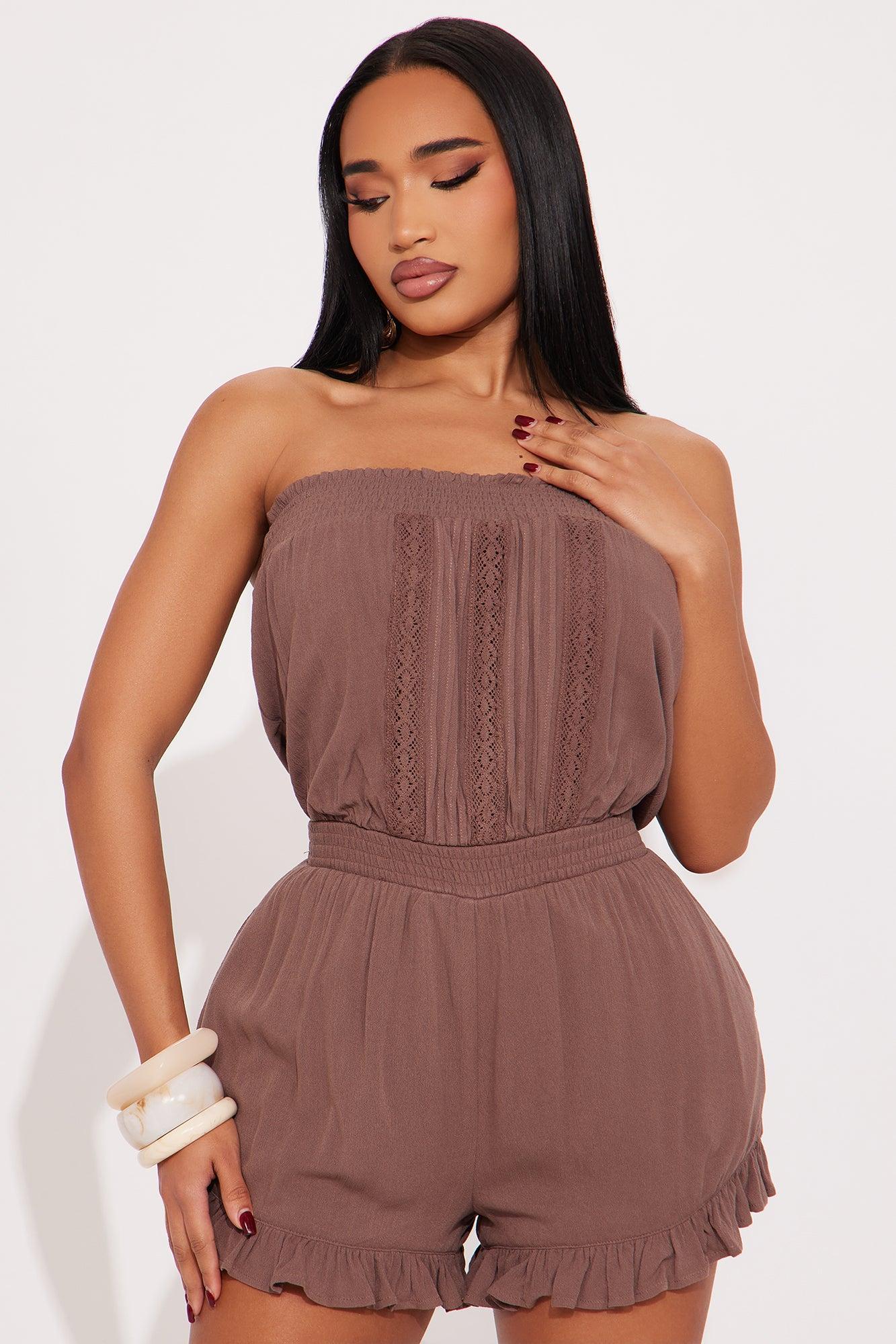 Seaside Resort Romper - Brown Product Image