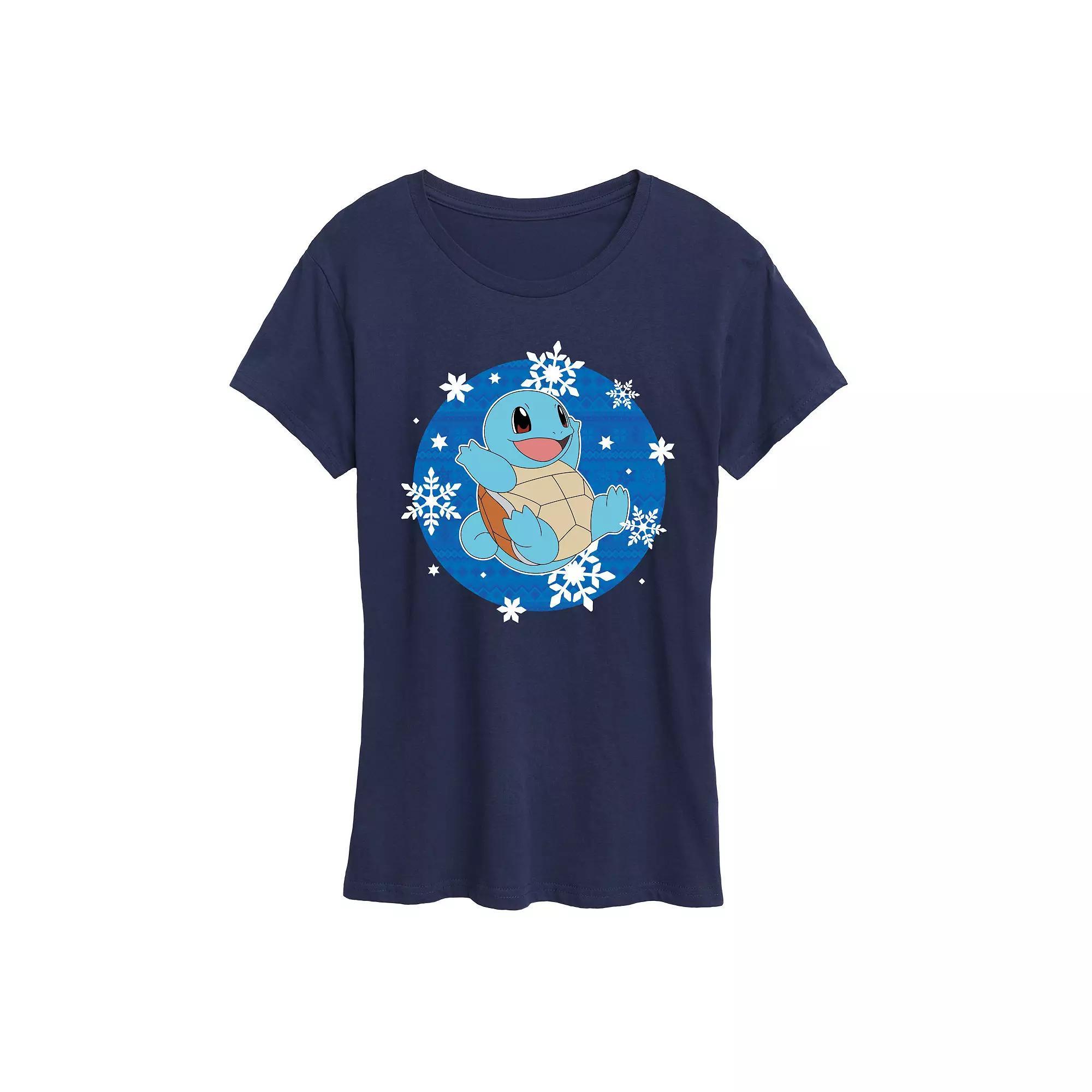 Women's Pokemon Squirtle Snowflake Graphic Tee, Size: Medium, Blue Product Image