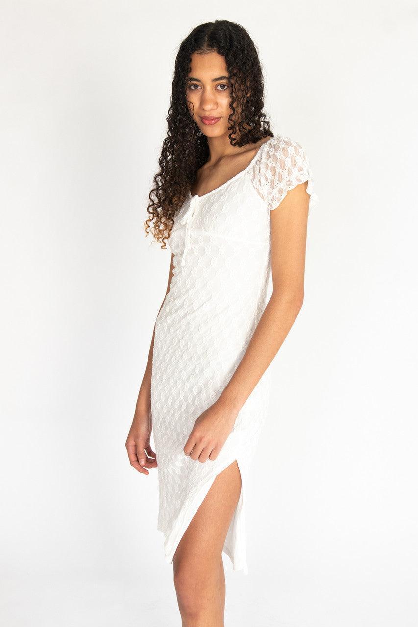 Floral Lace Sweetheart Midi Dress Product Image