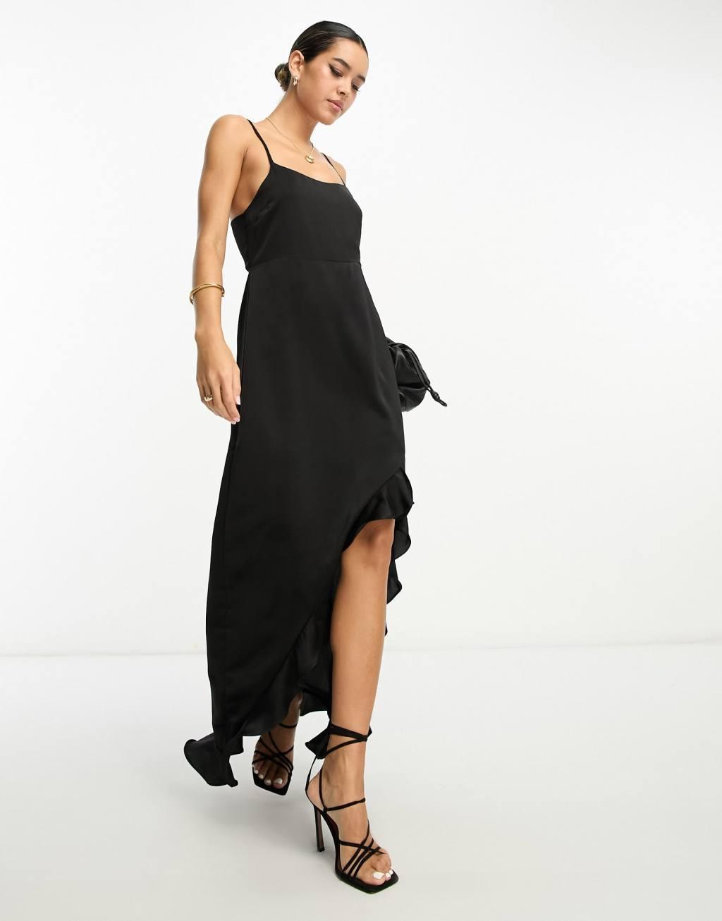 Lola May cowl front asymmetric hem midi dress Product Image