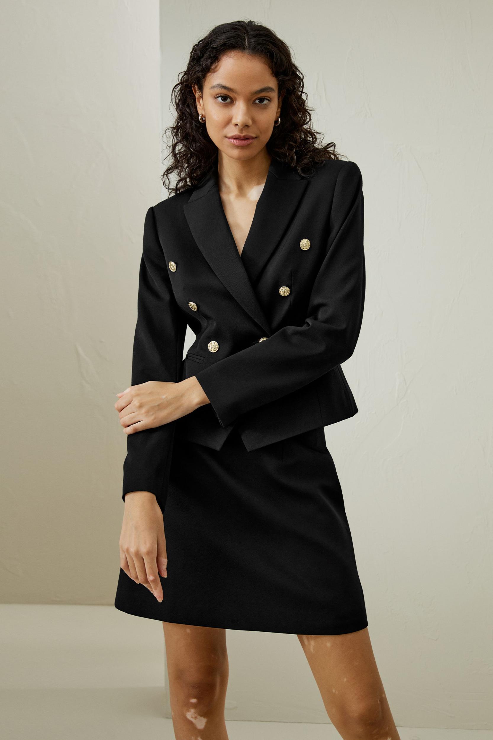 LILYSILK Woolen Blazer for Women Navy Blue Wool Wardrobe Must-Have Double-Breasted Blazer 12 Product Image