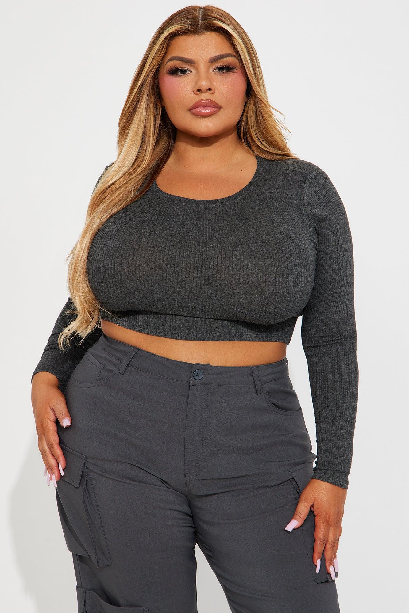 My Everyday Ribbed Tee - Charcoal Product Image