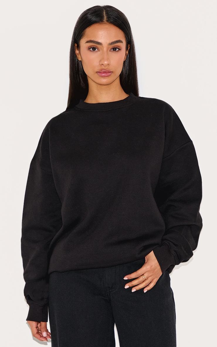 Petite Black Ultimate Basic Oversized Sweatshirt Product Image