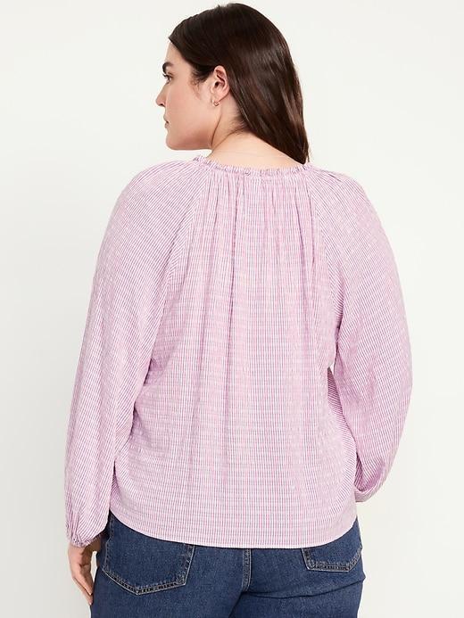 Ruffled Split-Neck Top Product Image